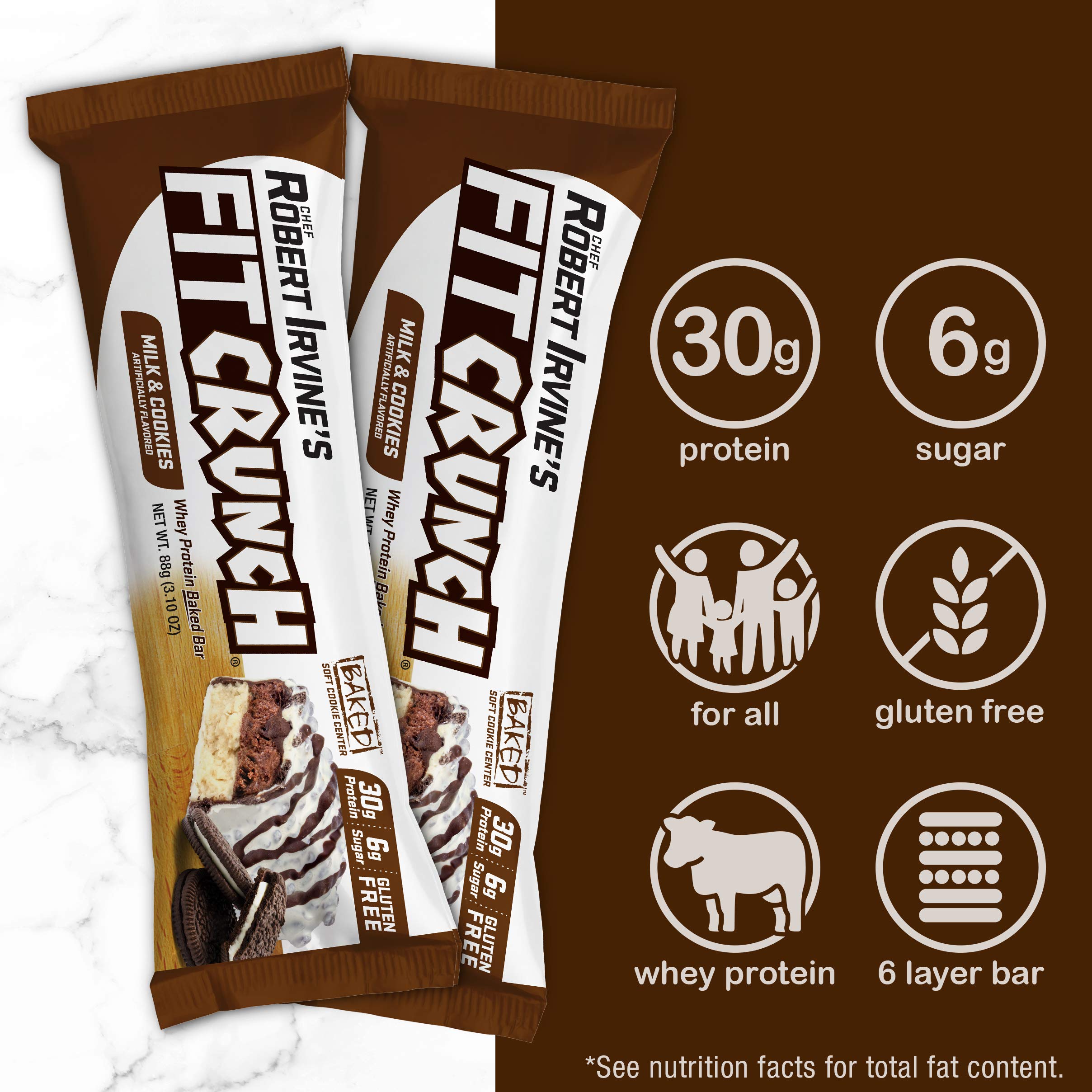 Fit Crunch barra proteica, sabor leche y galletas, aporte proteico para la jornada.
