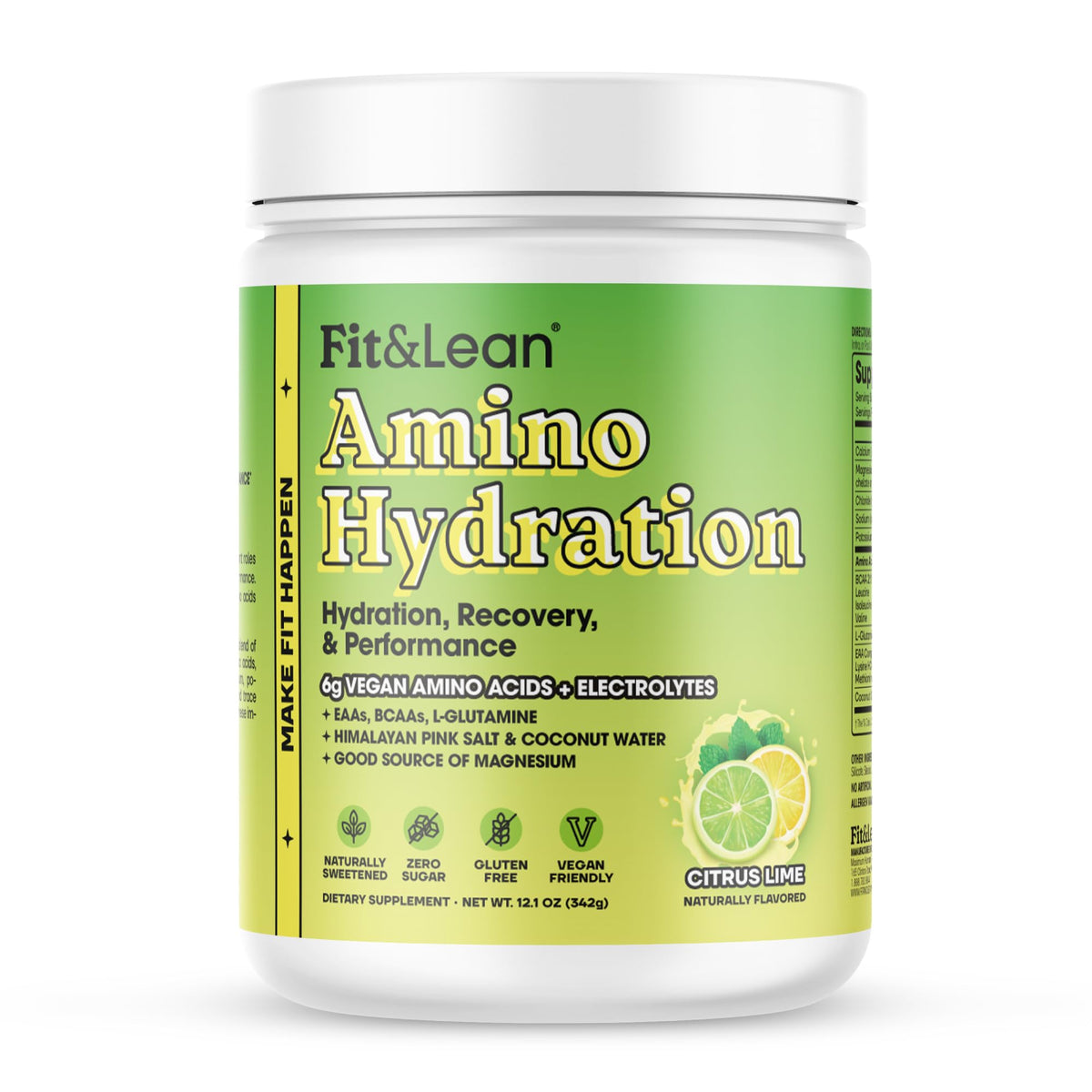 Fit & Lean Amino Hydration: botella cítrica lima para recuperación posentrenamiento