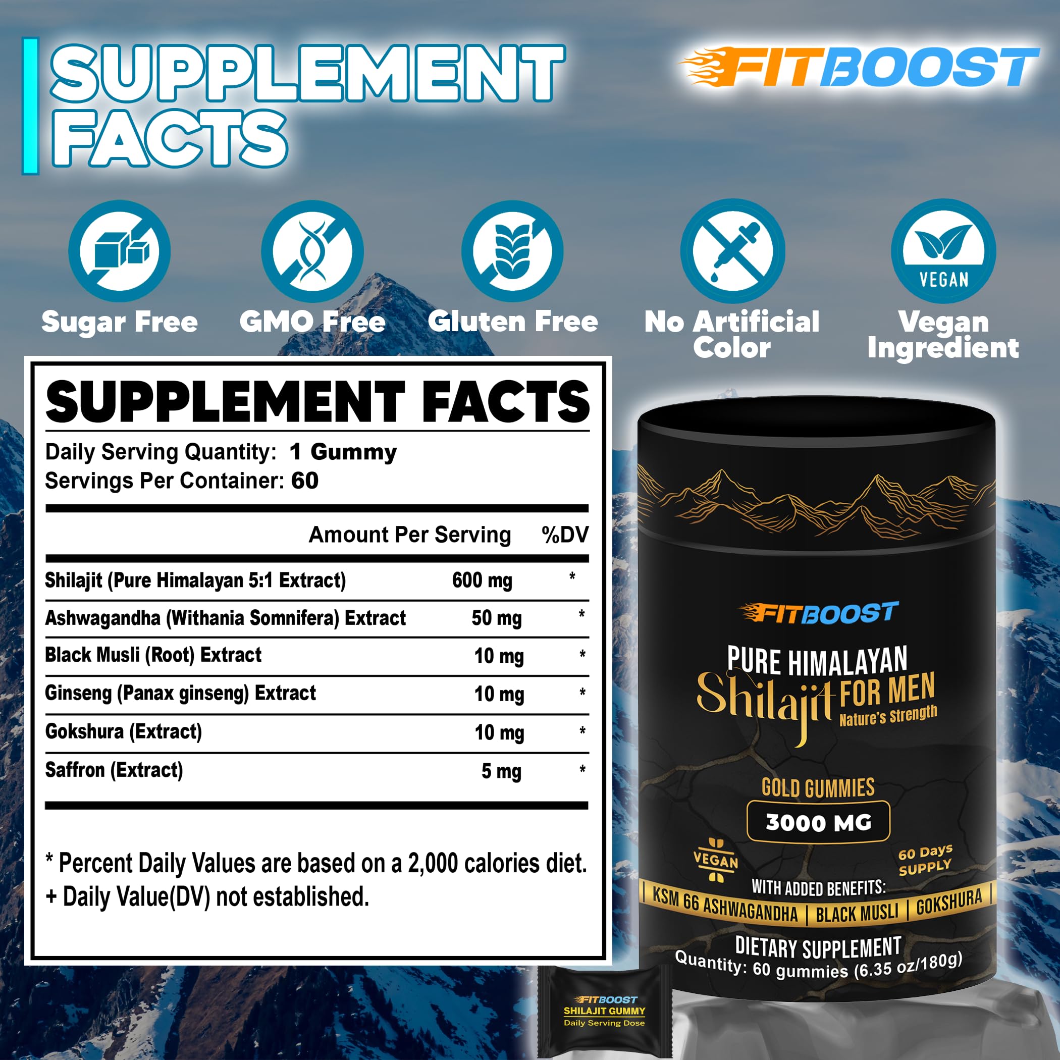FITBOOST gomitas de Shilajit, para apoyo en actividad física.