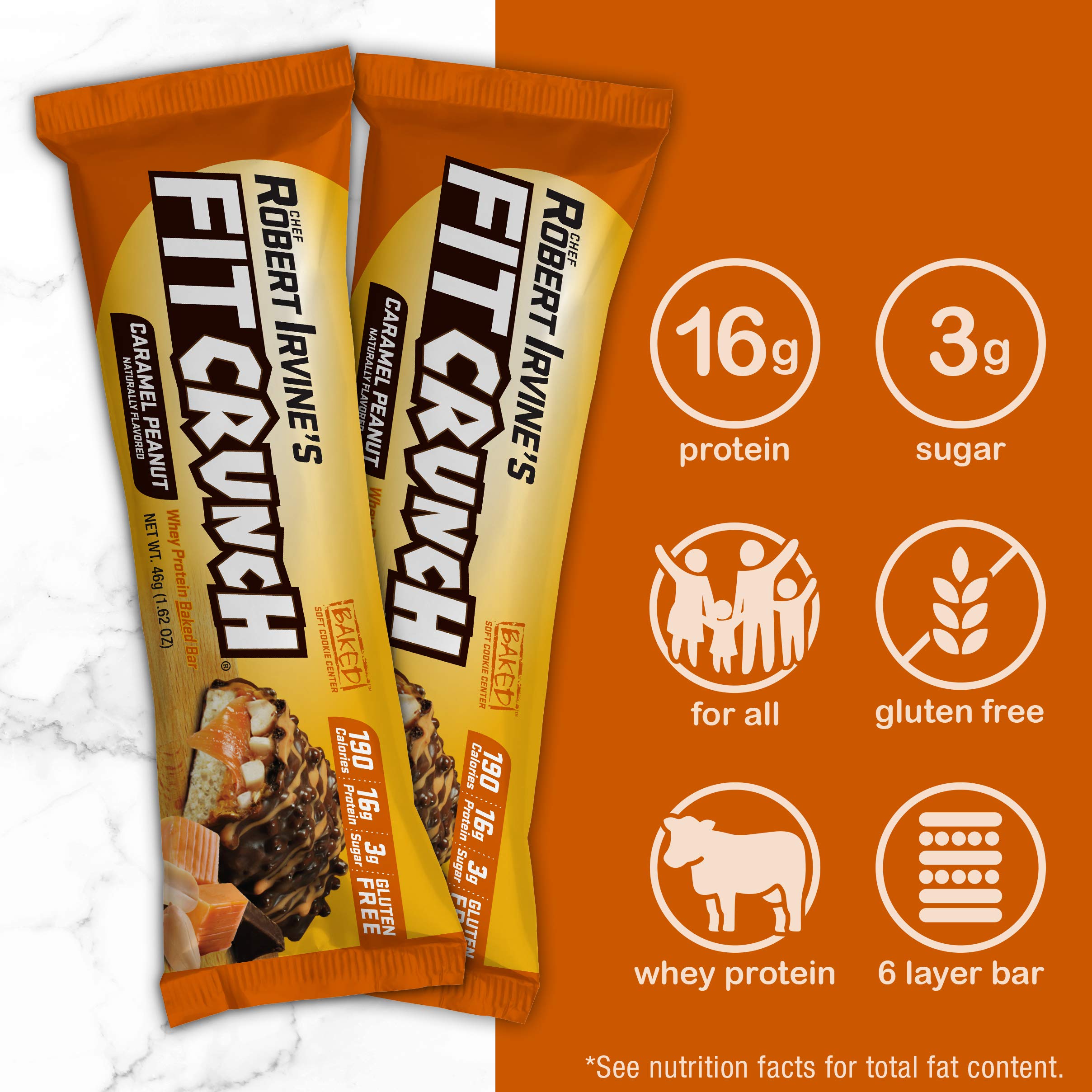 Barra FitCrunch con 190 calorías, perfecta para snack entre comidas.