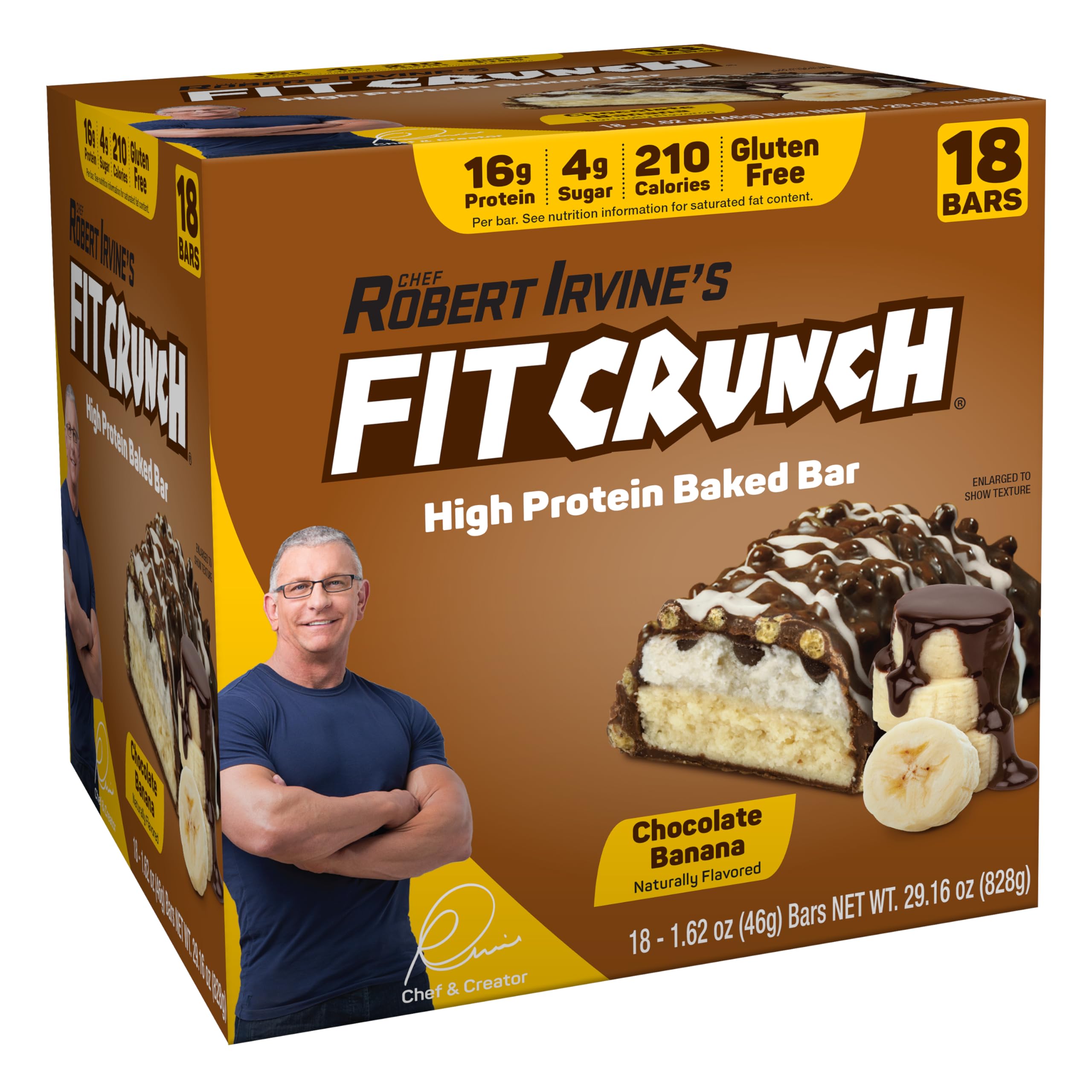 FITCRUNCH barra horneada 6 capas chocolate banana, snack proteico sabroso