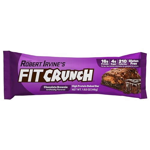 FITCRUNCH barra proteica brownie chocolate, sin gluten, ideal para meriendas.