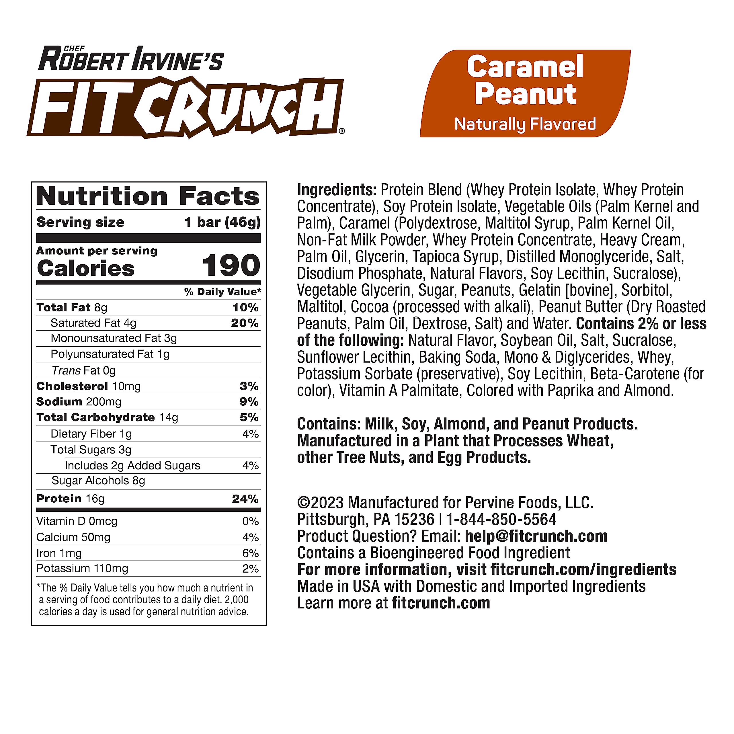 La barra FITCRUNCH de 6 capas ofrece textura suave para merienda equilibrada.