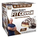 Barra de proteína Fit Crunch sabor leche y galletas, para merienda rápida.