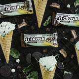 Barras FITCRUNCH menta-chocolate-chip en empaque, snack para llevar.