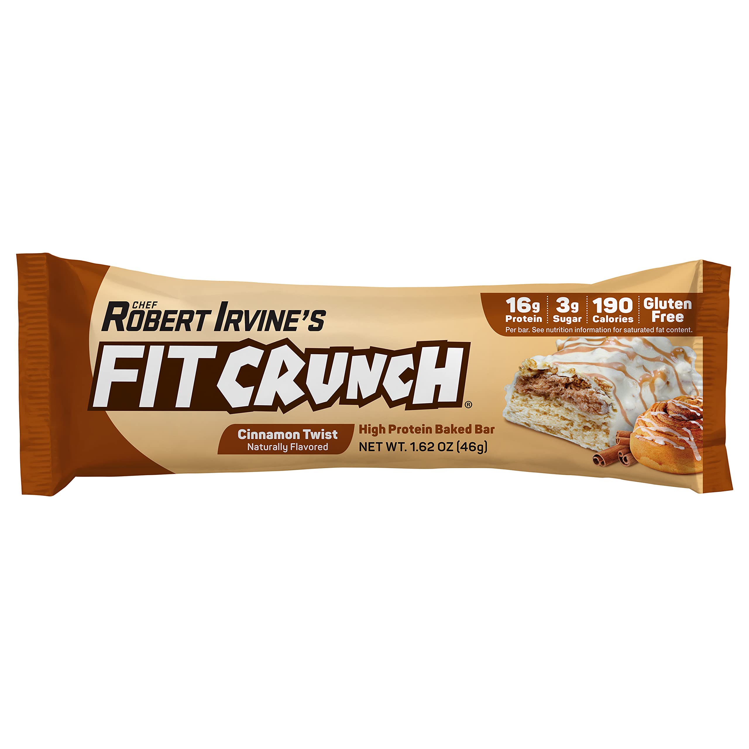 FITCRUNCH barra canela retorcida, capas horneadas para merienda conveniente