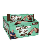 Fit Crunch barra wafer proteína mentas y chispas de chocolate; snack nutritivo.