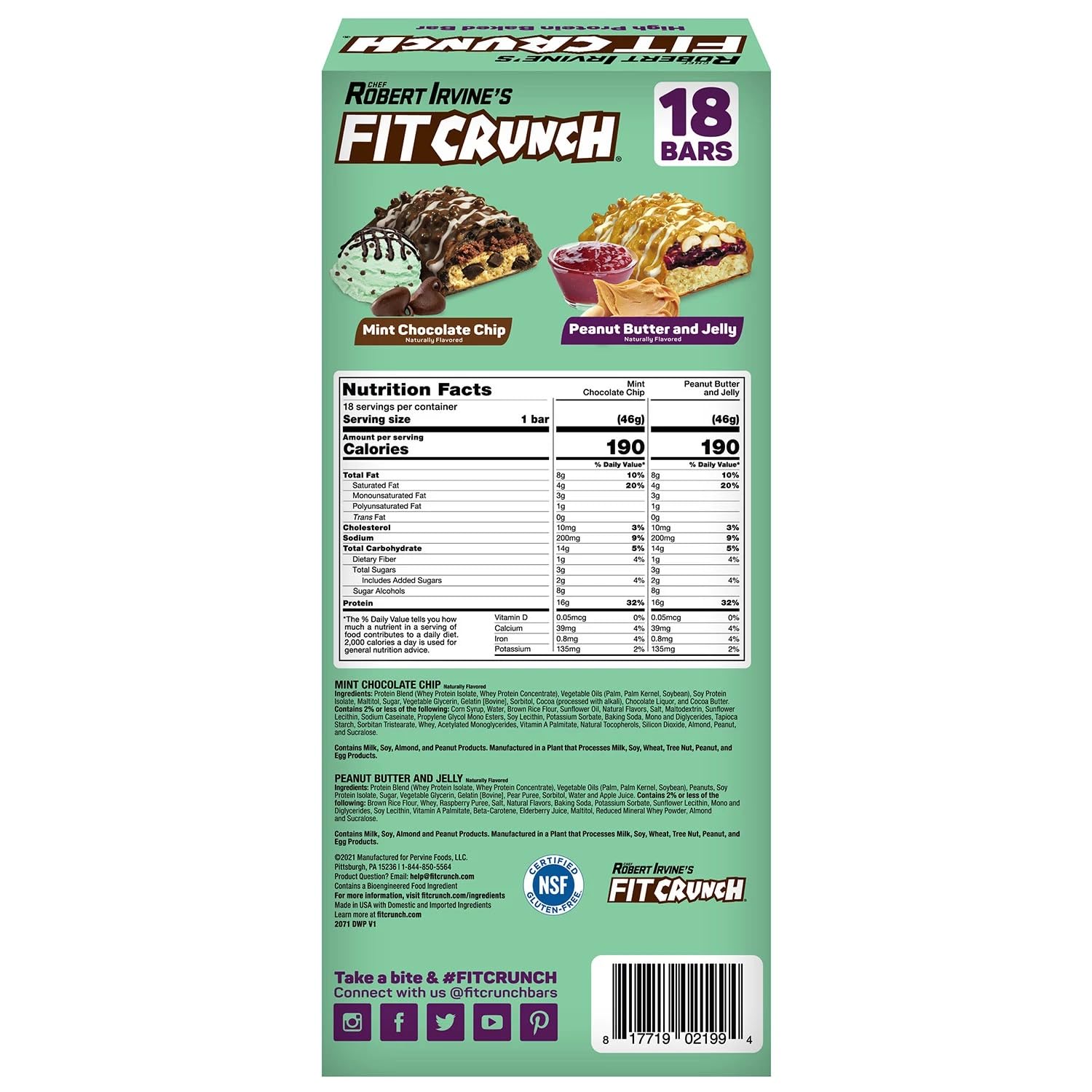 Barras FITCRUNCH de mantequilla de cacahuete y jalea, tentempié cremoso para meriendas post-entrenamiento.