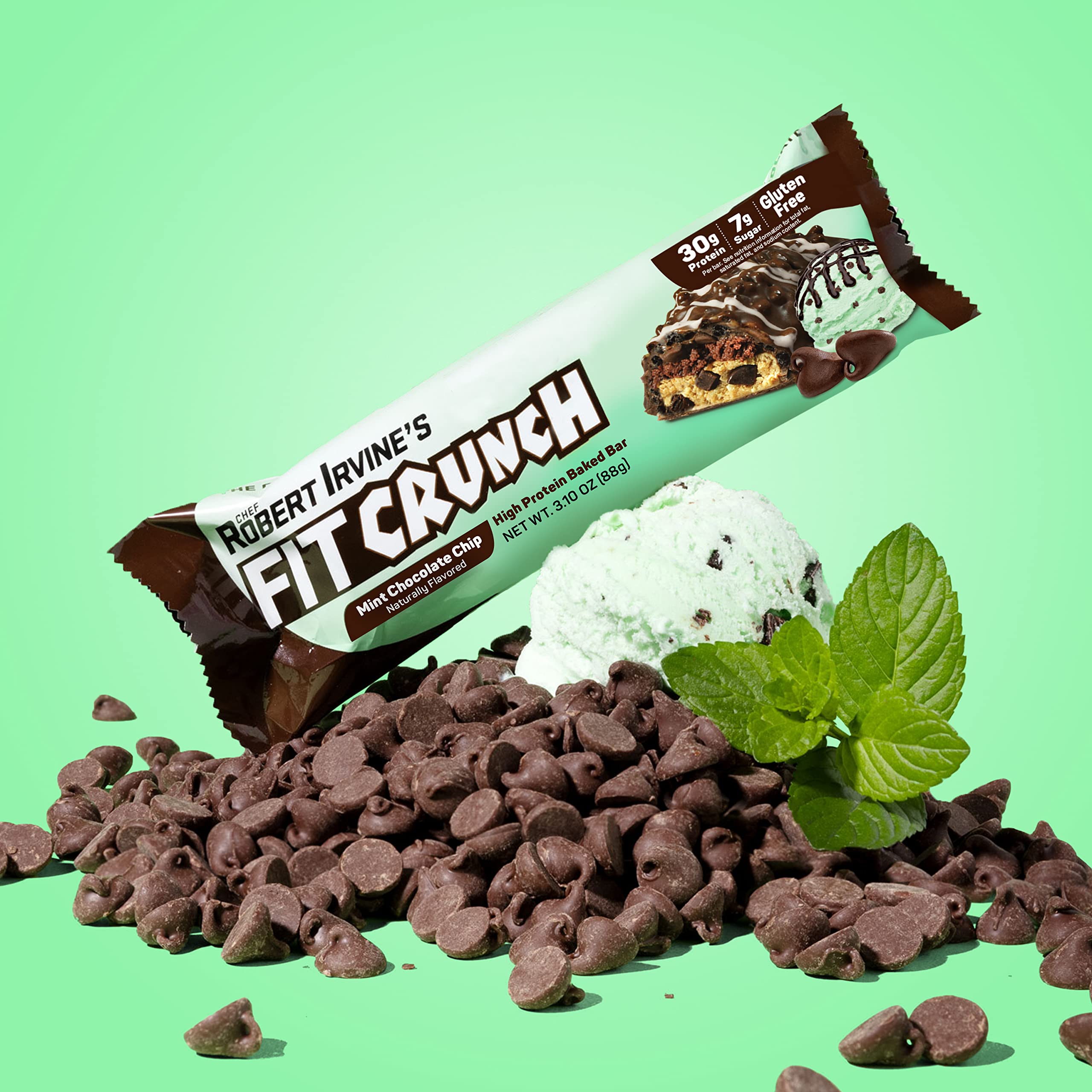 FITCRUNCH barra menta con chispas de chocolate.