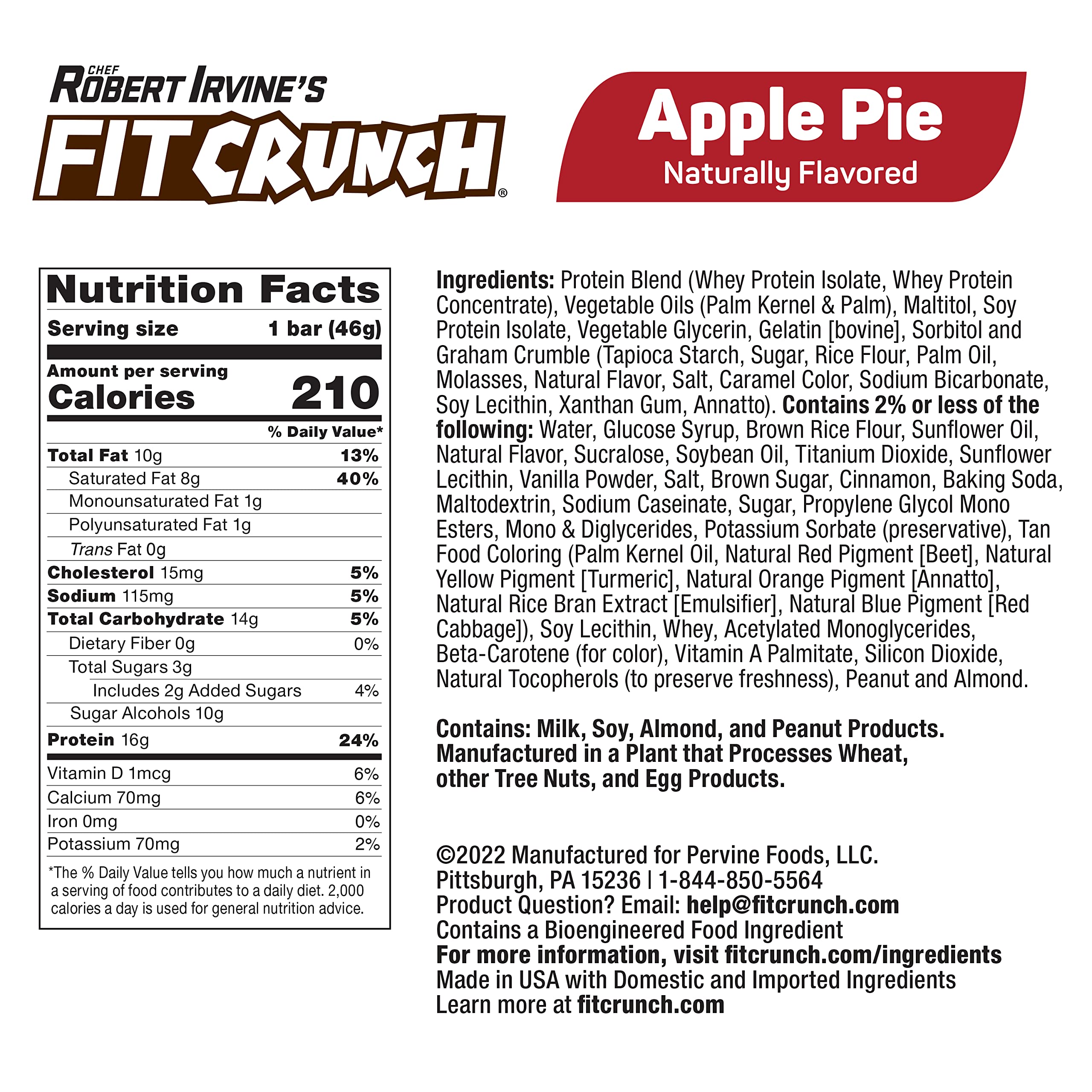FITCRUNCH Pastel de Manzana, barra entera para una merienda sustanciosa y conveniente.