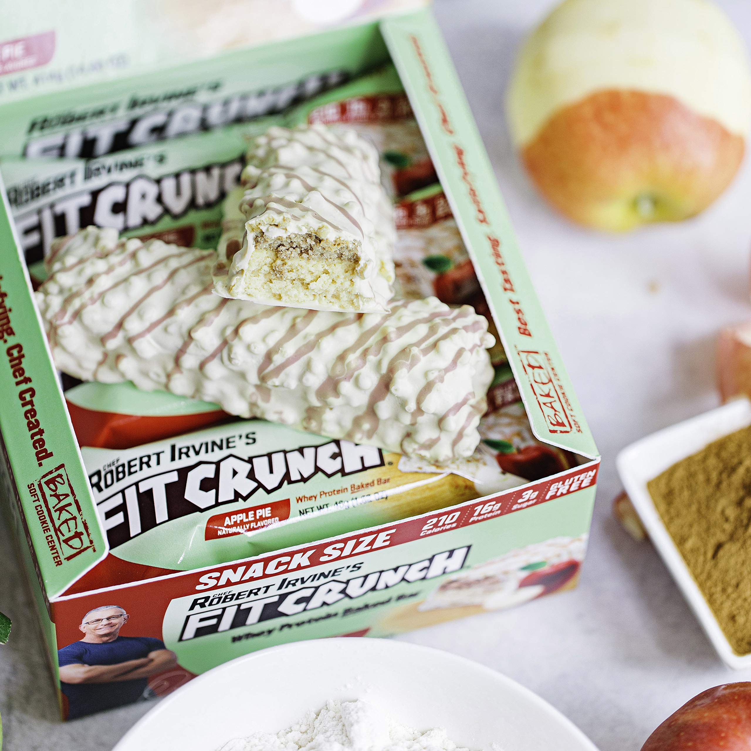 FITCRUNCH Pastel de Manzana, porción conveniente para llevar a la oficina o gimnasio.