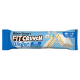 Textura crujiente de barra proteica Fit Crunch, sabor vainilla helada.
