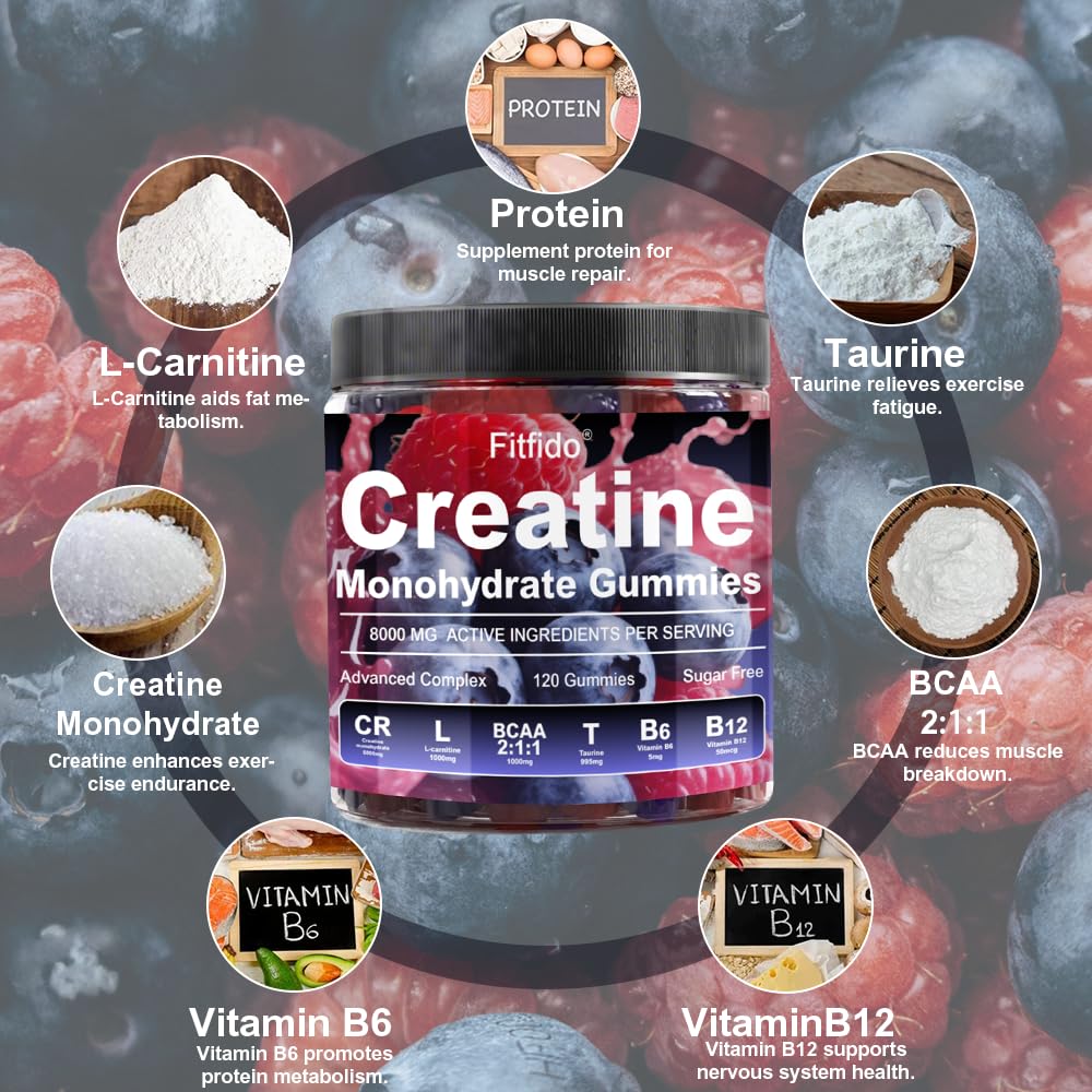 Fitfido gomitas con L-carnitina y taurina para aportar energía durante el entrenamiento.
