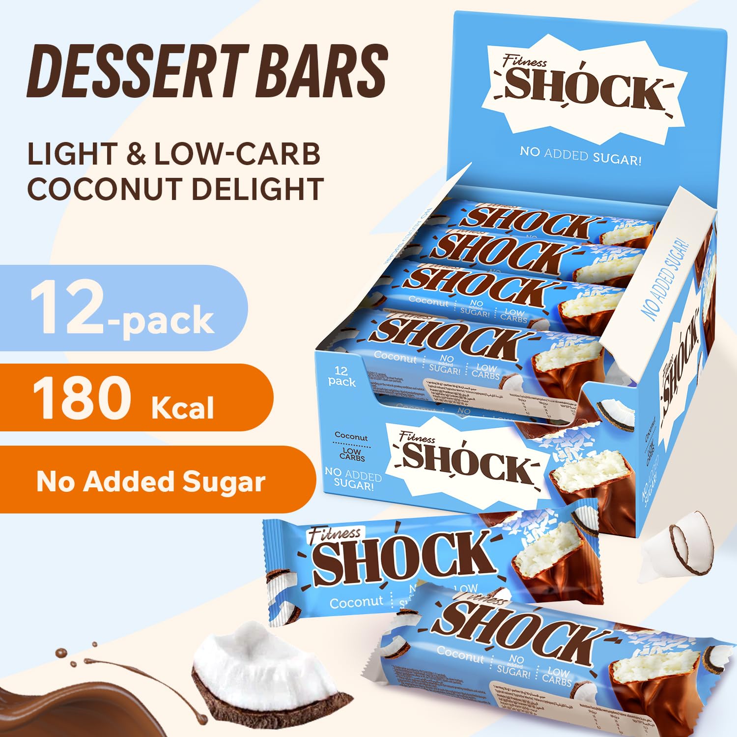 Barra FitnesSHOCK en mano con café, tentempié ideal.