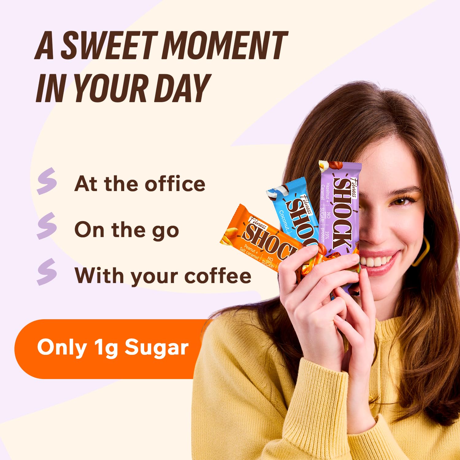 Barrita FitnesSHOCK con cafe, snack rápido para acompañar la pausa