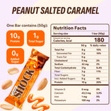 Barrita de proteína FitnesSHOCK sabor maní salado caramelo, snack conveniente para entrenar
