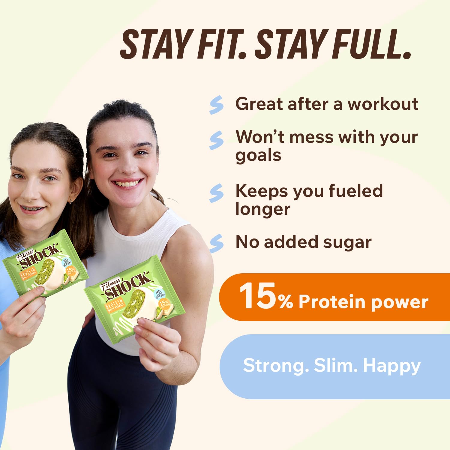 FitnesSHOCK brownie en envase individual, frescura garantizada