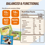 FitnesSHOCK brownie proteina pistacho, snack bajo azúcar para merienda saludable.