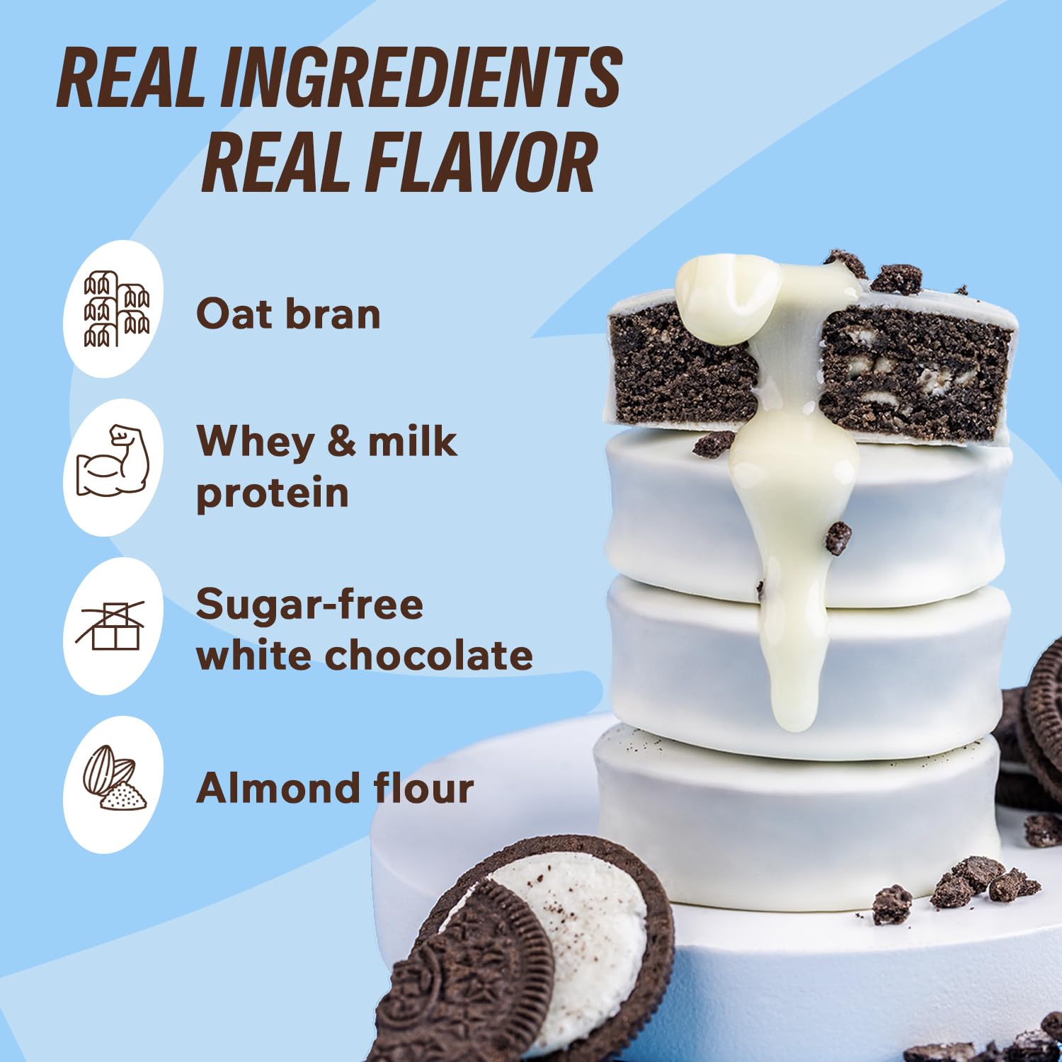 FitnesSHOCK brownie proteina porcion 50g, snack satisfactorio para pausas en la oficina.