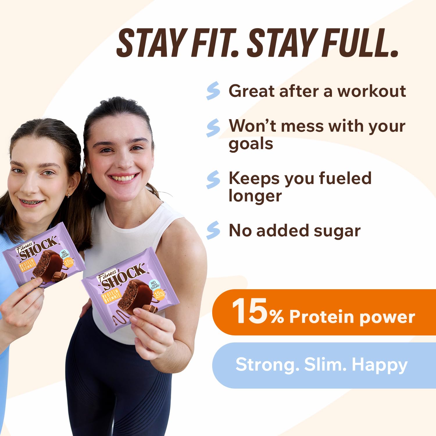 Desayuno ligero o merienda rápida con Brownies de Proteína FitnesSHOCK