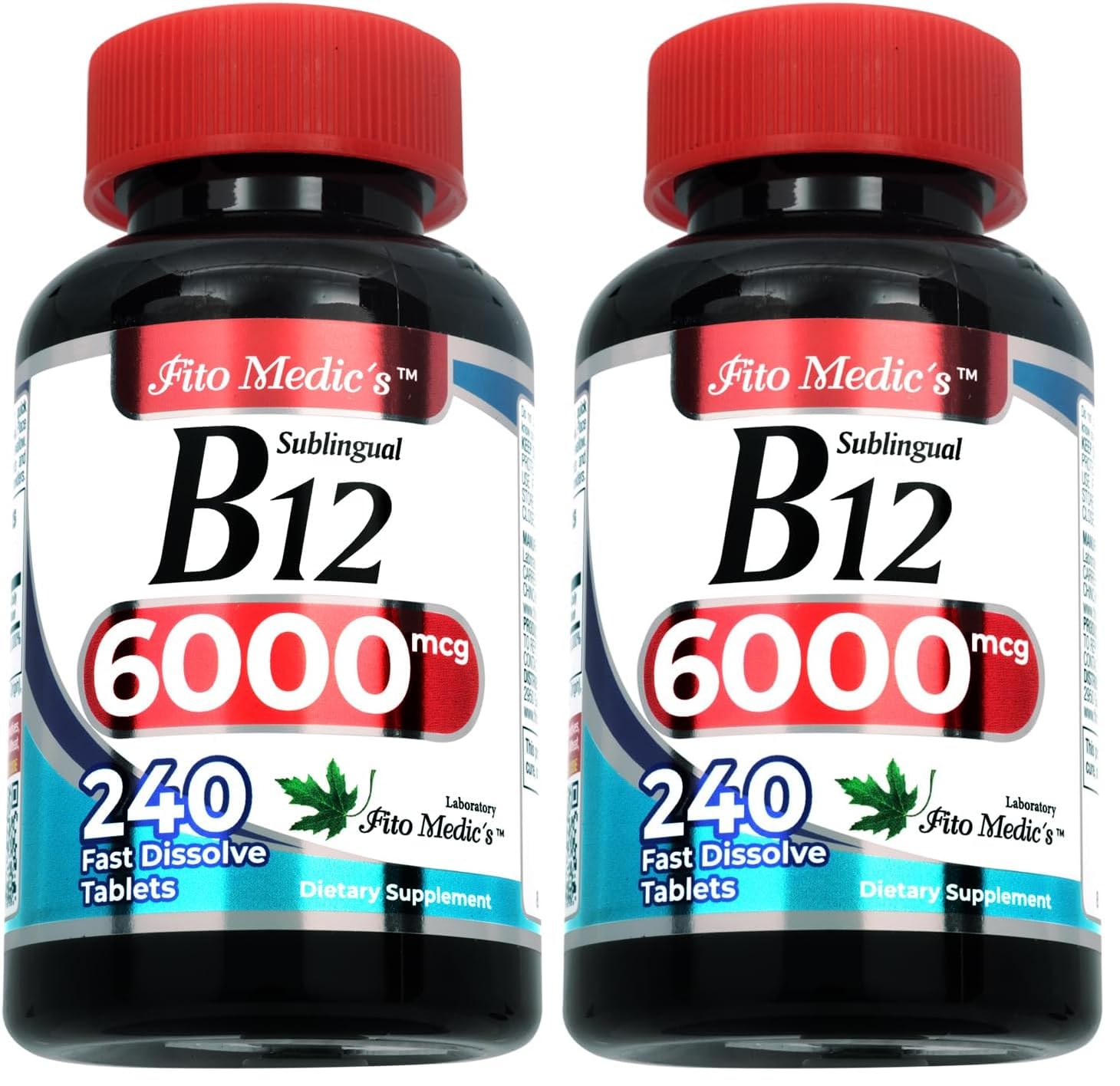 FITO MEDIC'S Lab B12 6000 mcg, botella para uso diario.
