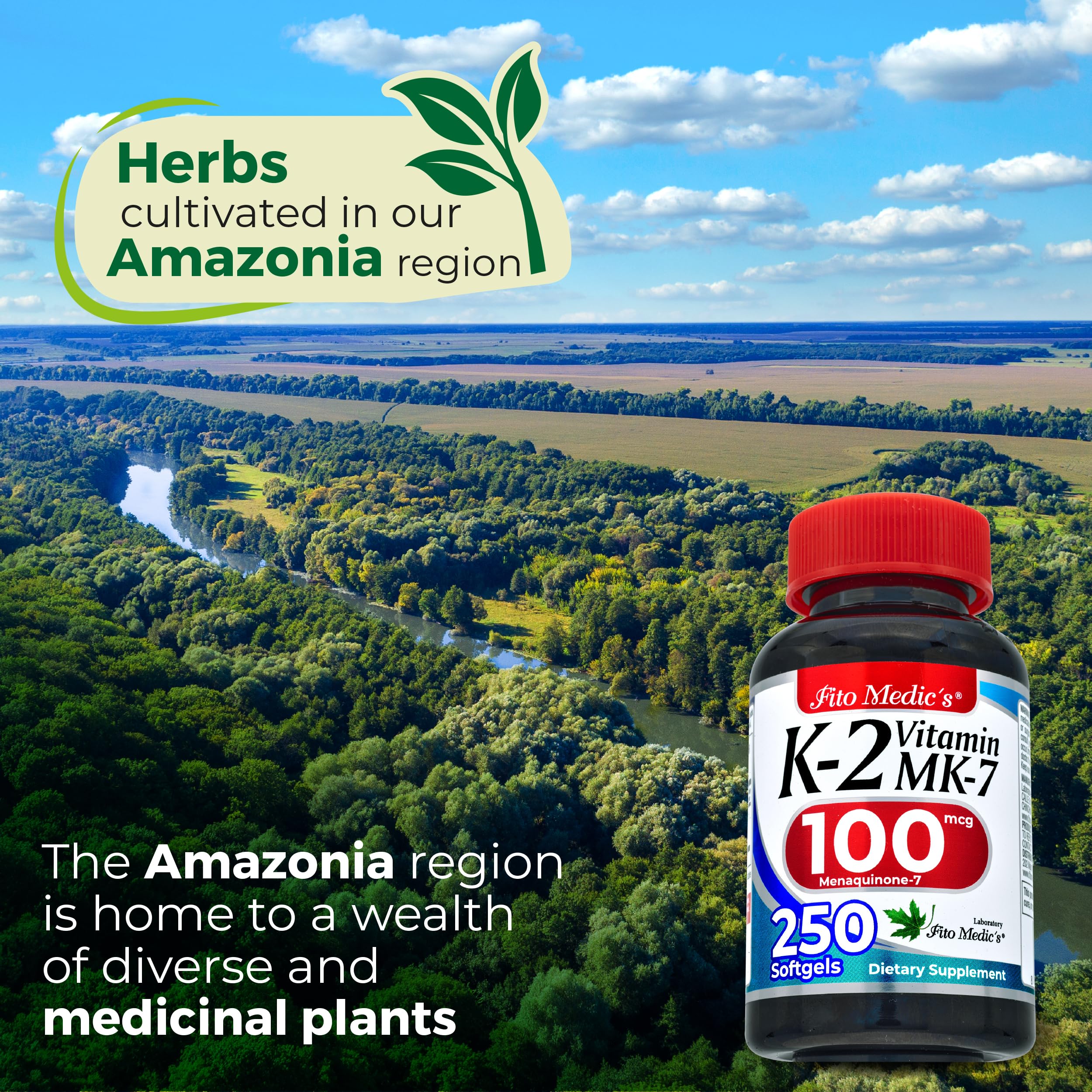 Etiqueta clara con información y dosis de la vitamina K2.