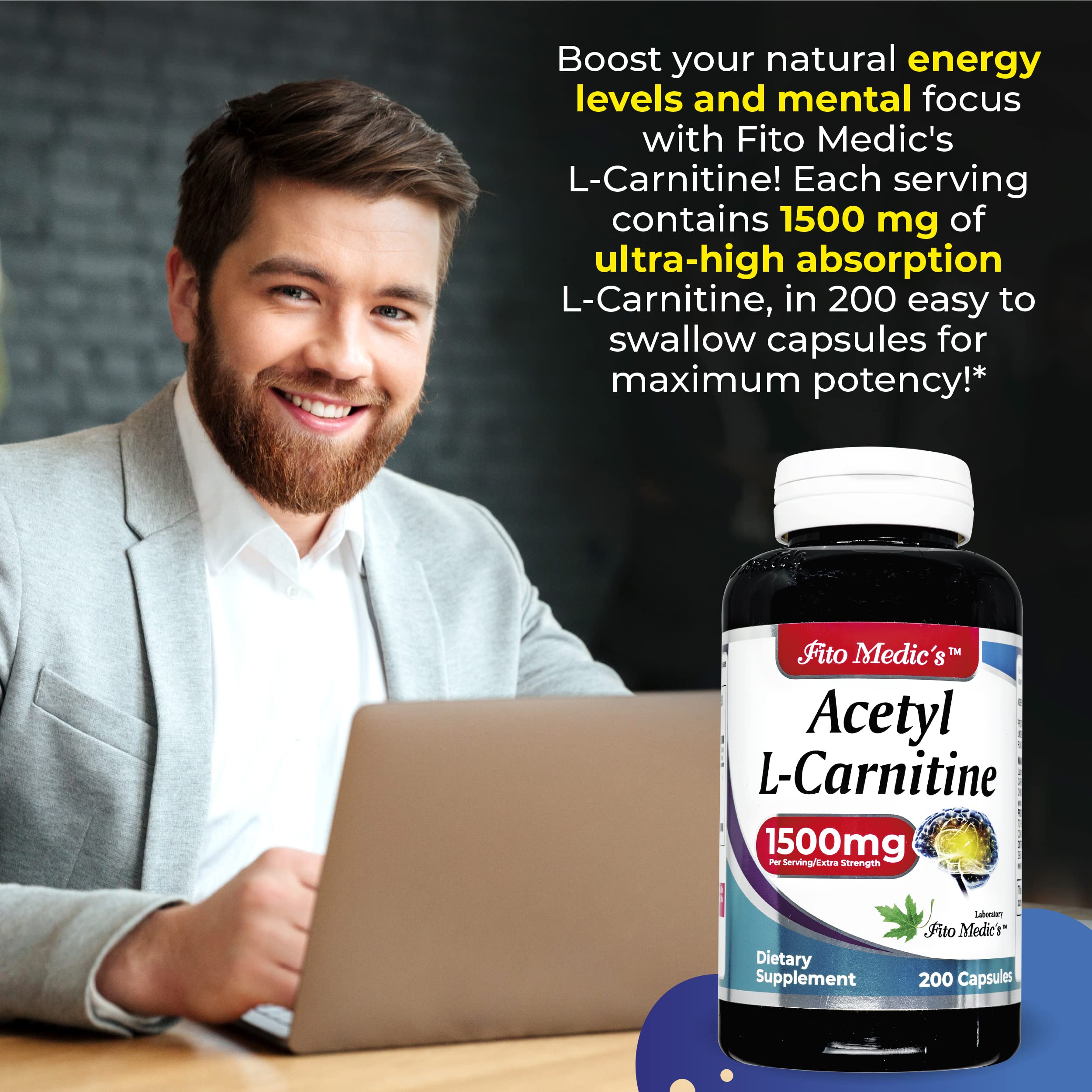FITO MEDIC'S Acetil L-Carnitina: cápsulas para apoyo metabólico diario.