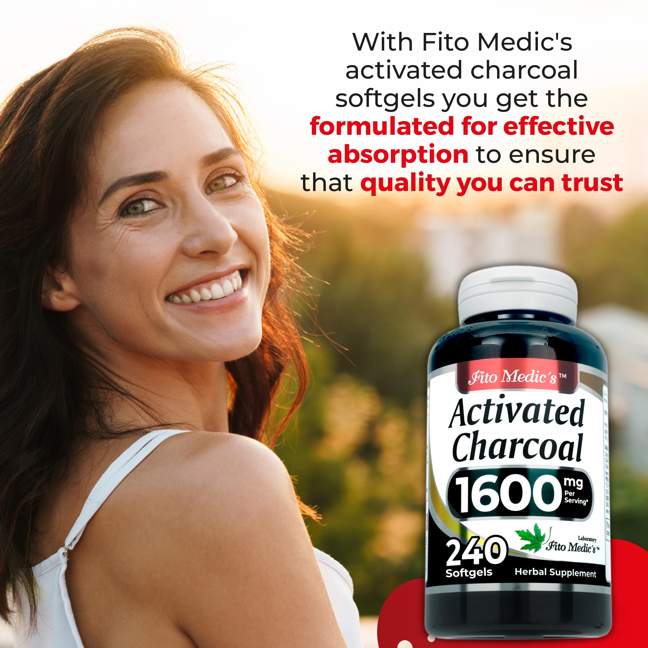 Dosis diaria de FITO MEDIC'S carbon activado para rutina de bienestar.