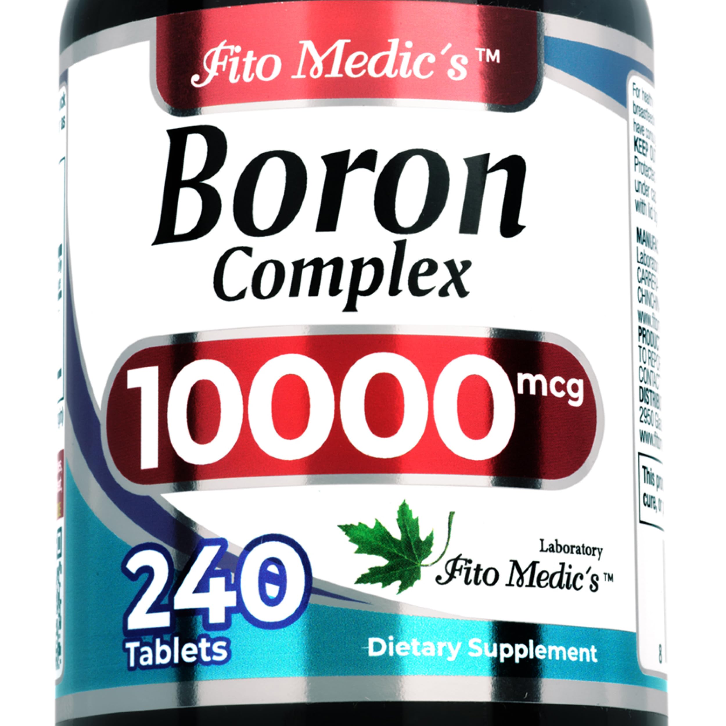 Botella de Fito Medic's Lab con boro 10 mg y alta absorción para uso diario.