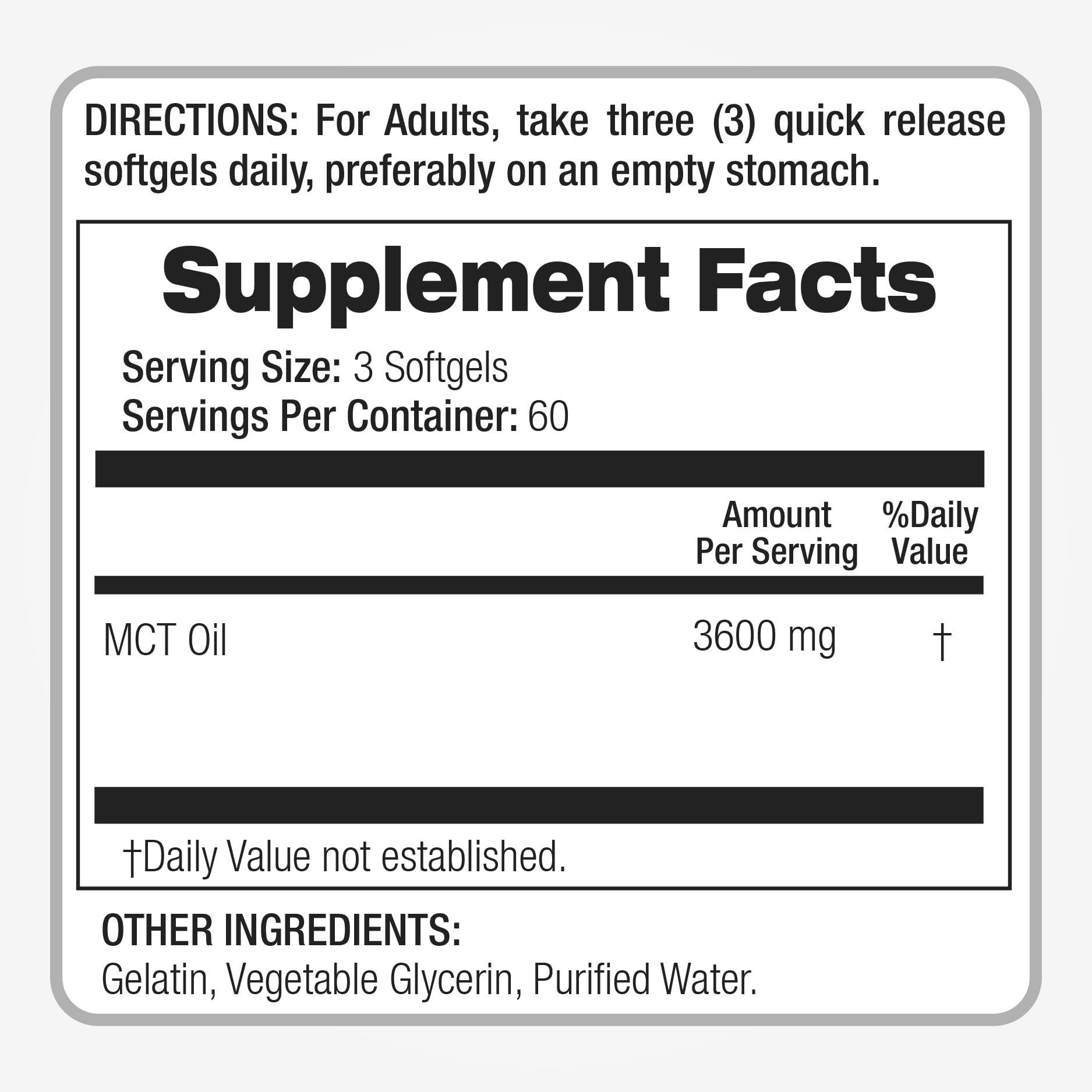 Etiqueta de ingredientes orgánicos en FITO MEDIC'S MCT Oil.