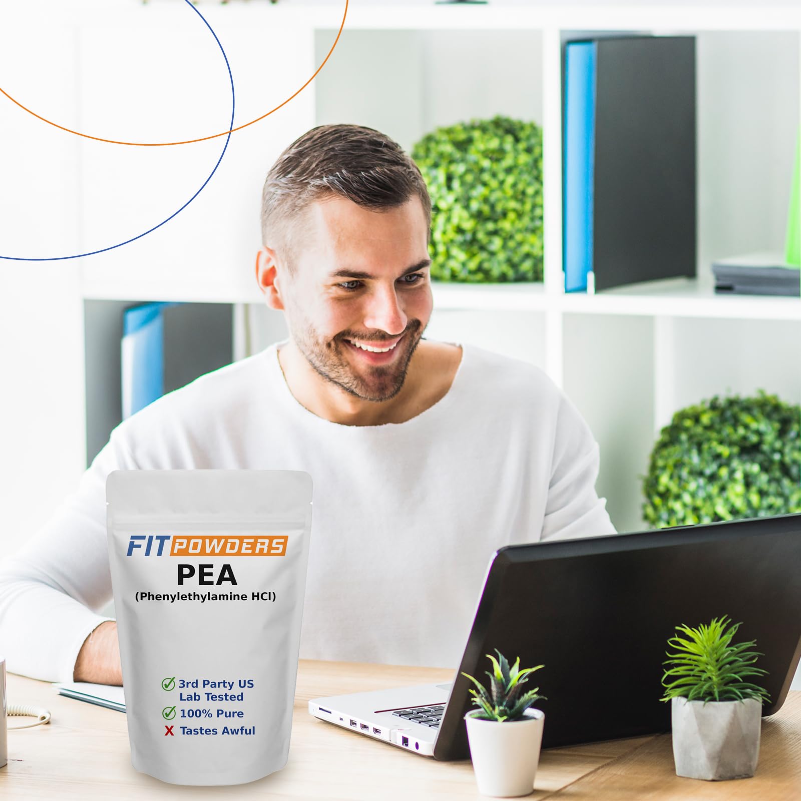 FitPowders feniletilamina etiqueta de producto para claridad de compra