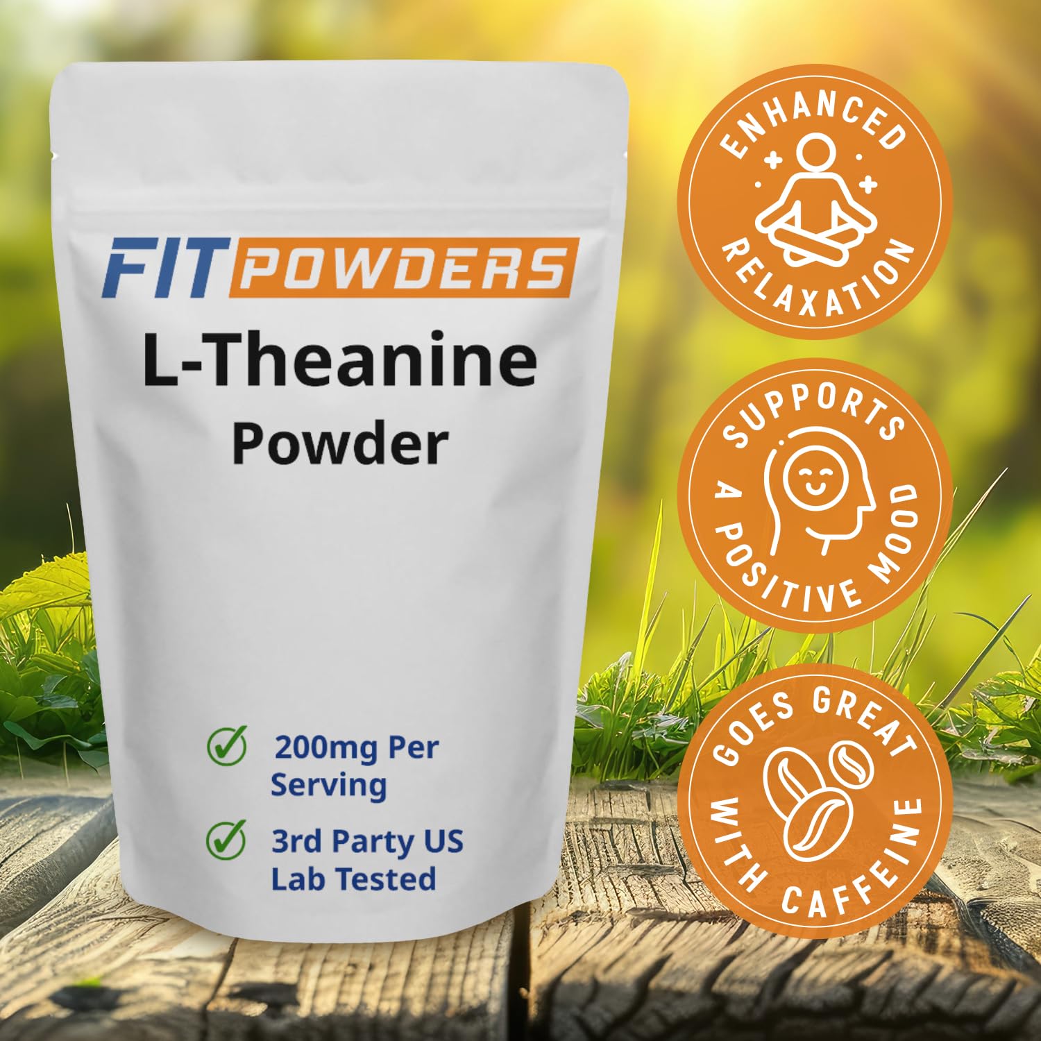 FitPowders L-teanina cucharita incluida facilita medir 200 mg