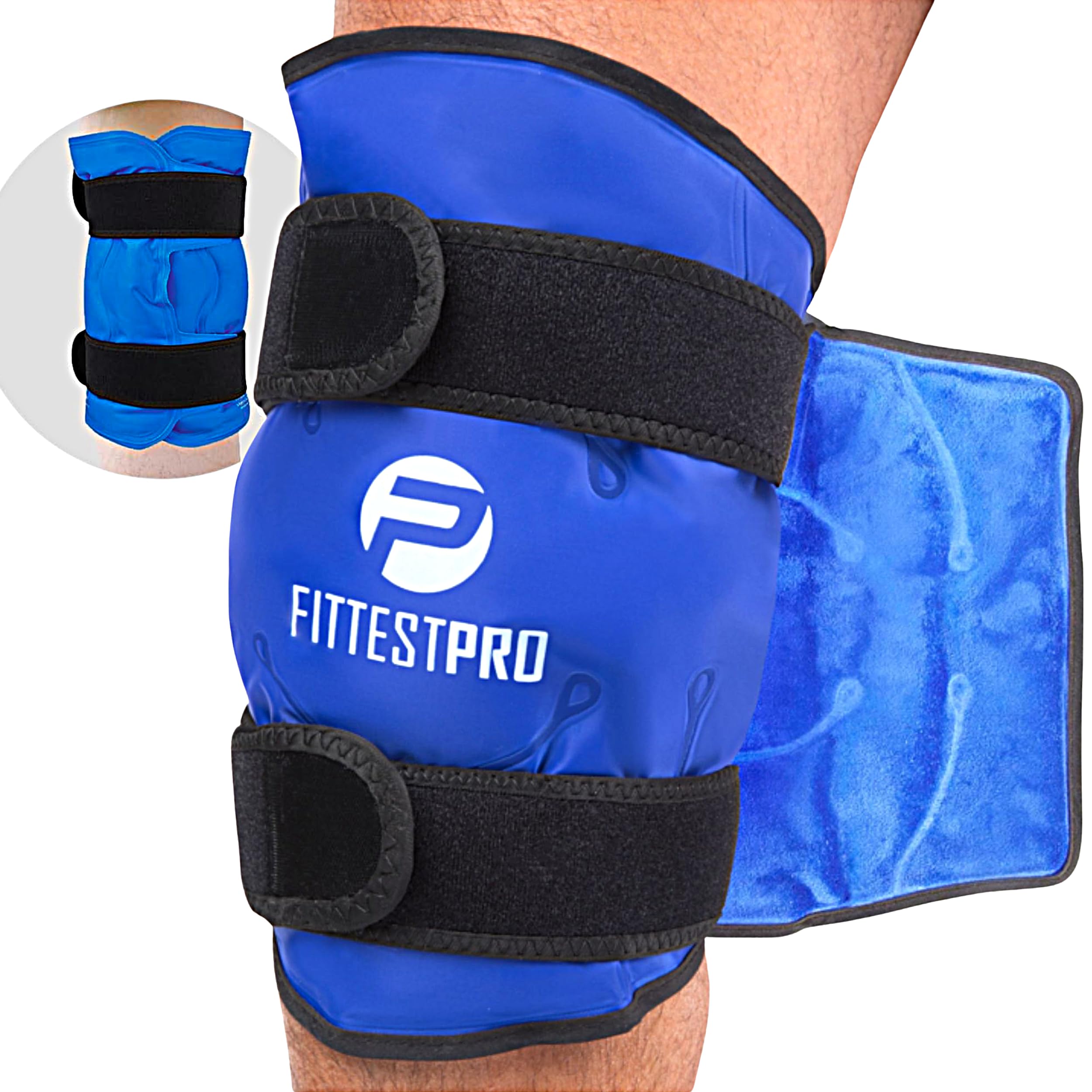 Rodillera de hielo XL de Fittest Pro: ajuste ajustable para cobertura total.