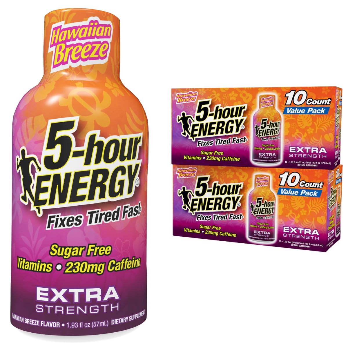 5-hour ENERGY Hawaiian Breeze shot, imagen 1, impulso rápido para empezar el día.