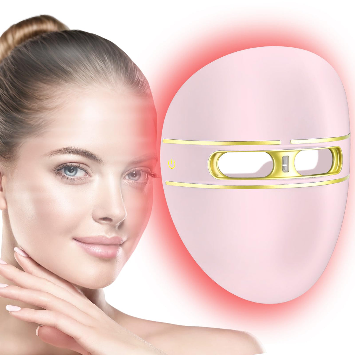 F FIWENE mascarilla LED facial frontal para terapia de piel suave.