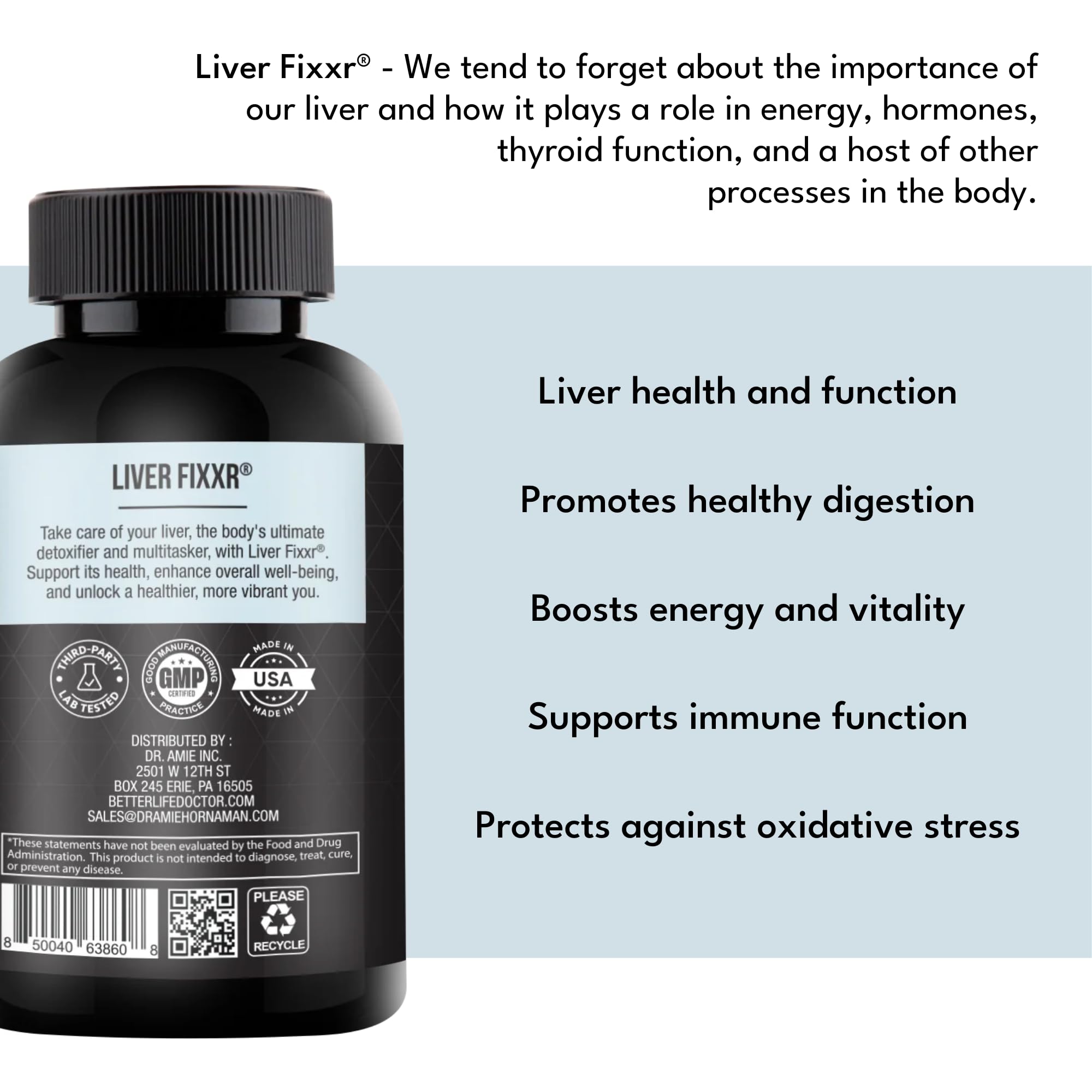 Fixxr Liver: cápsulas que apoyan la digestión tras la comida.