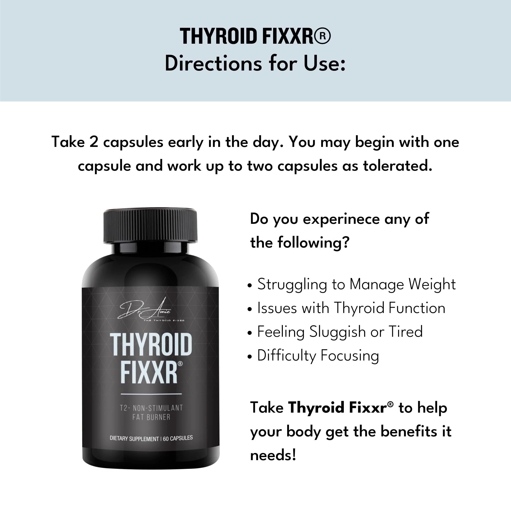 Fixxr Thyroid Support: caja con cápsulas, almacenamiento práctico