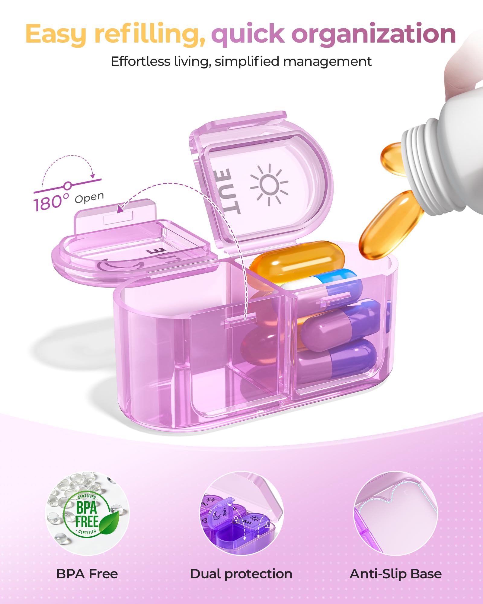 Material libre de BPA y resistente a la luz para uso prolongado con seguridad.