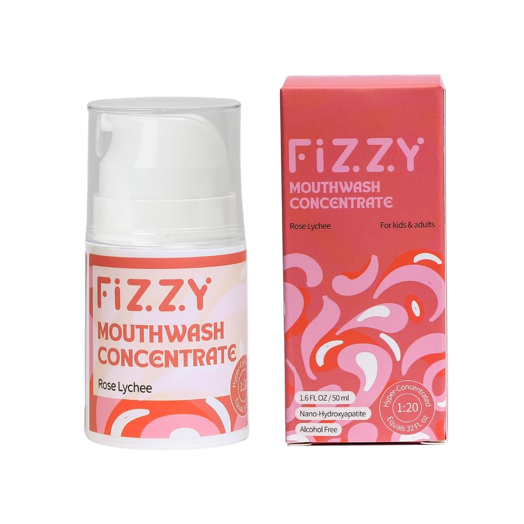 Fizzy: botella de lavado bucal concentrado para uso diario práctico.