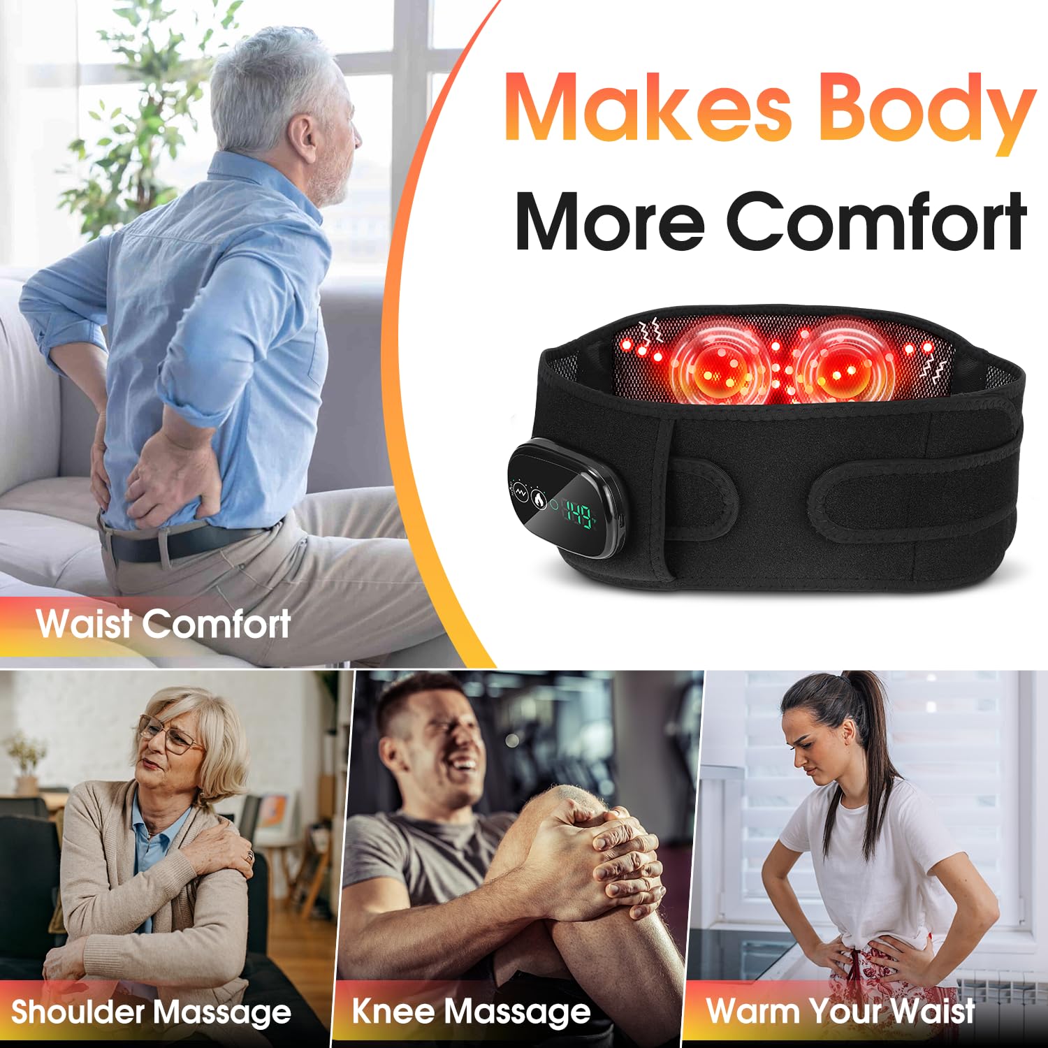FlareMore pantalla tactil intuitiva para controlar calor y masaje