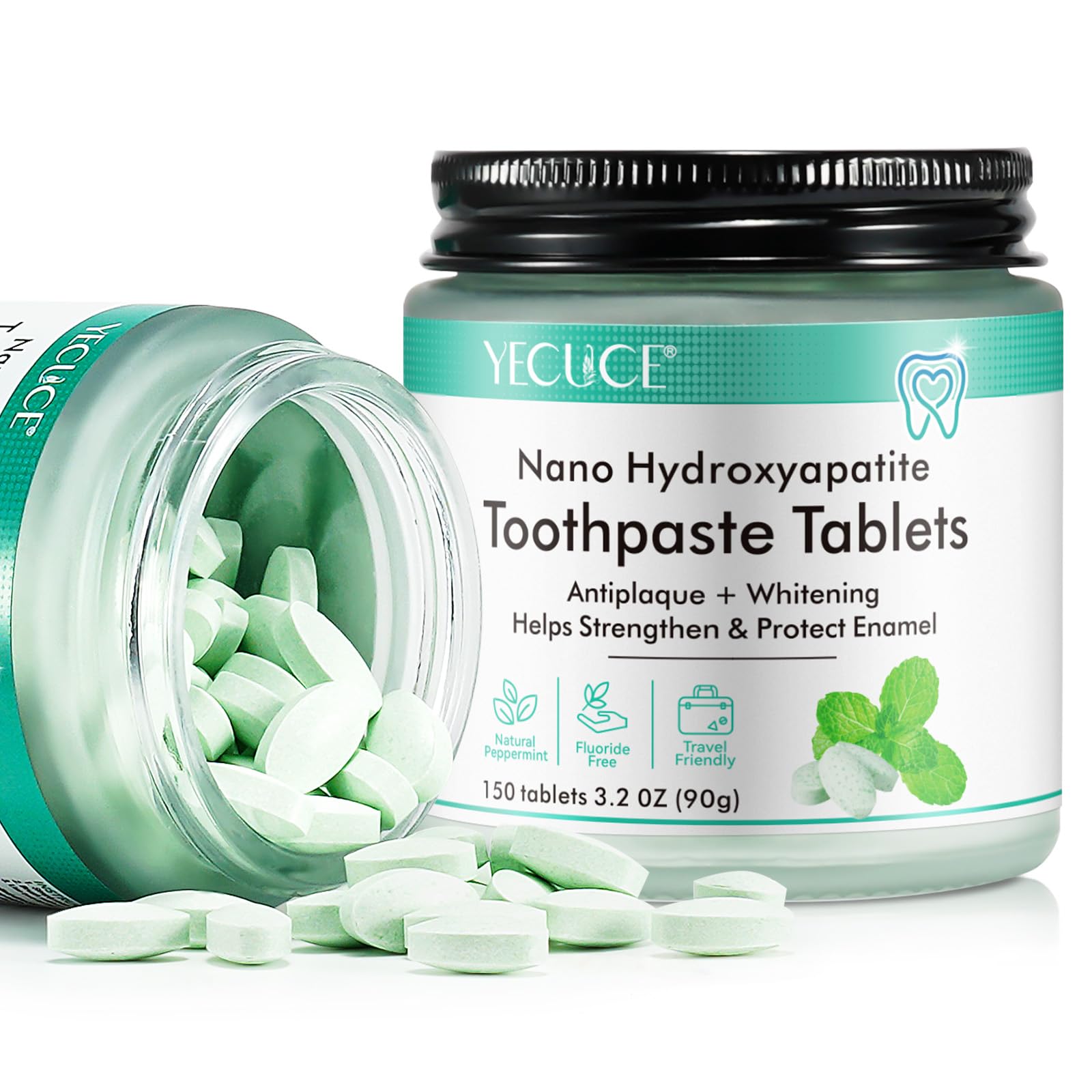 Flasture tabletas dentales nano-hidroxiapatita en envase, remineralizan y fortalecen el esmalte.
