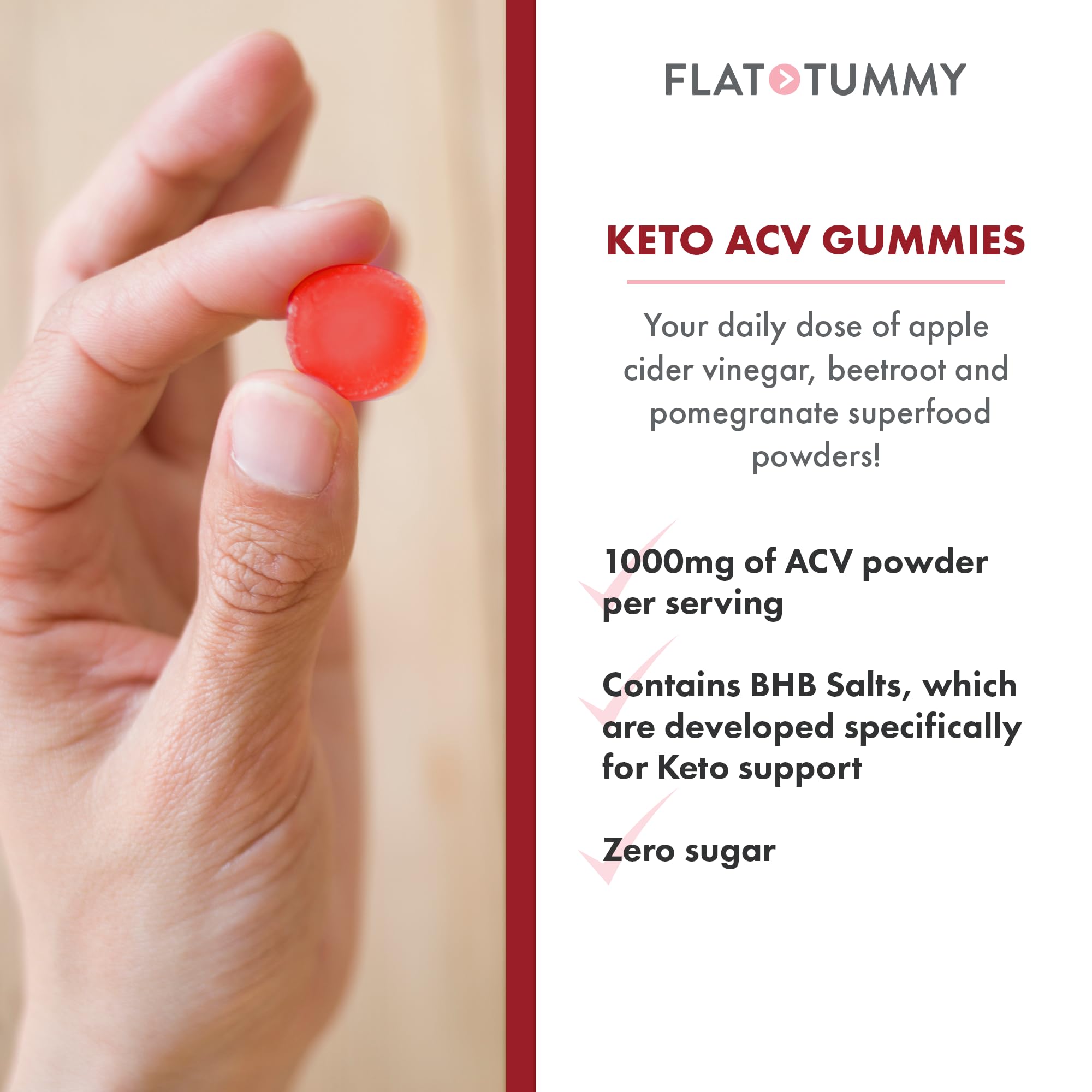 Textura suave de gomitas Flat Tummy CETOGÉNICAS ACV para sabor agradable