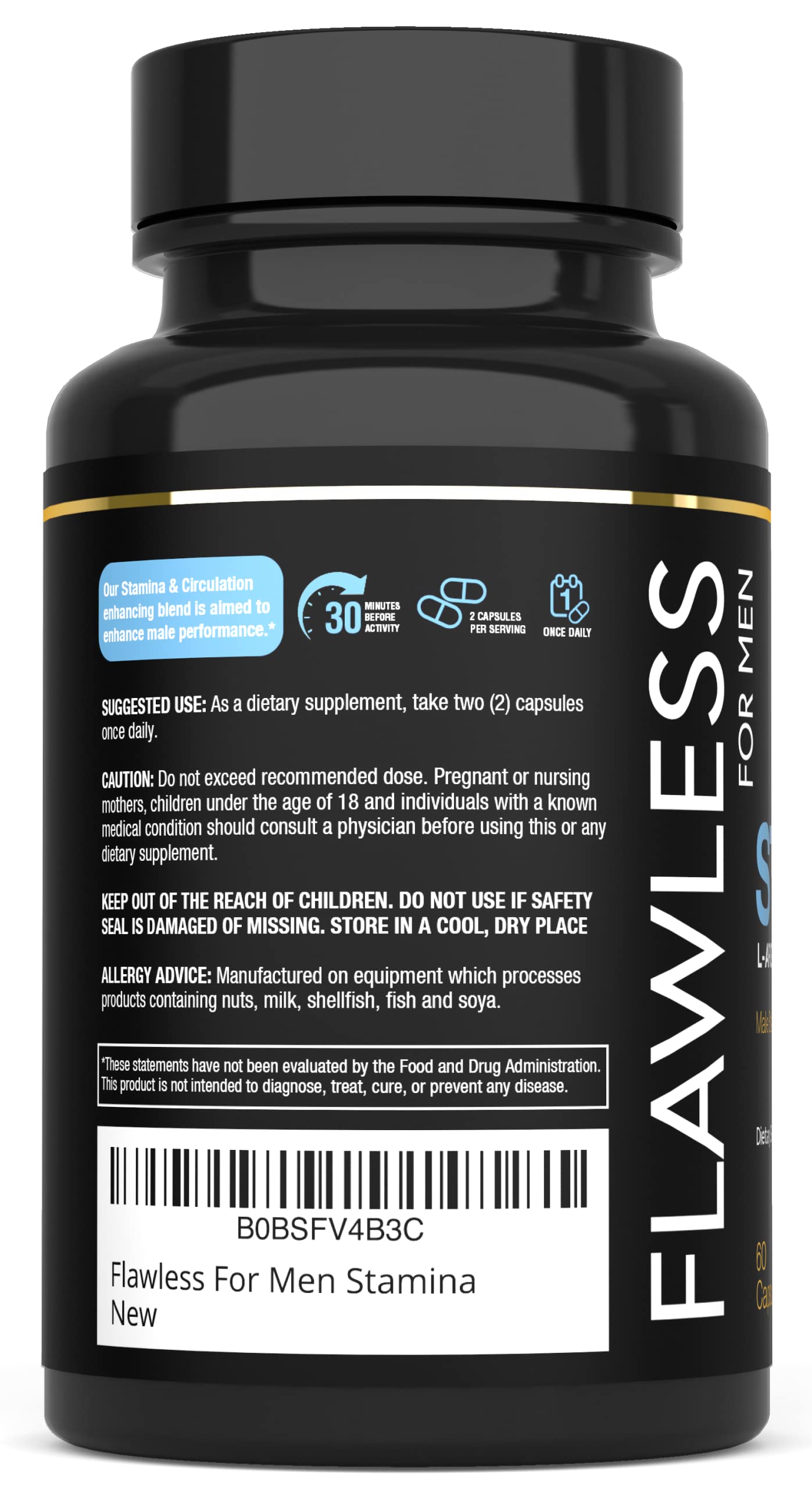 FLAWLESS FOR MEN Stamina: envase resistente que transmite seguridad de producto.