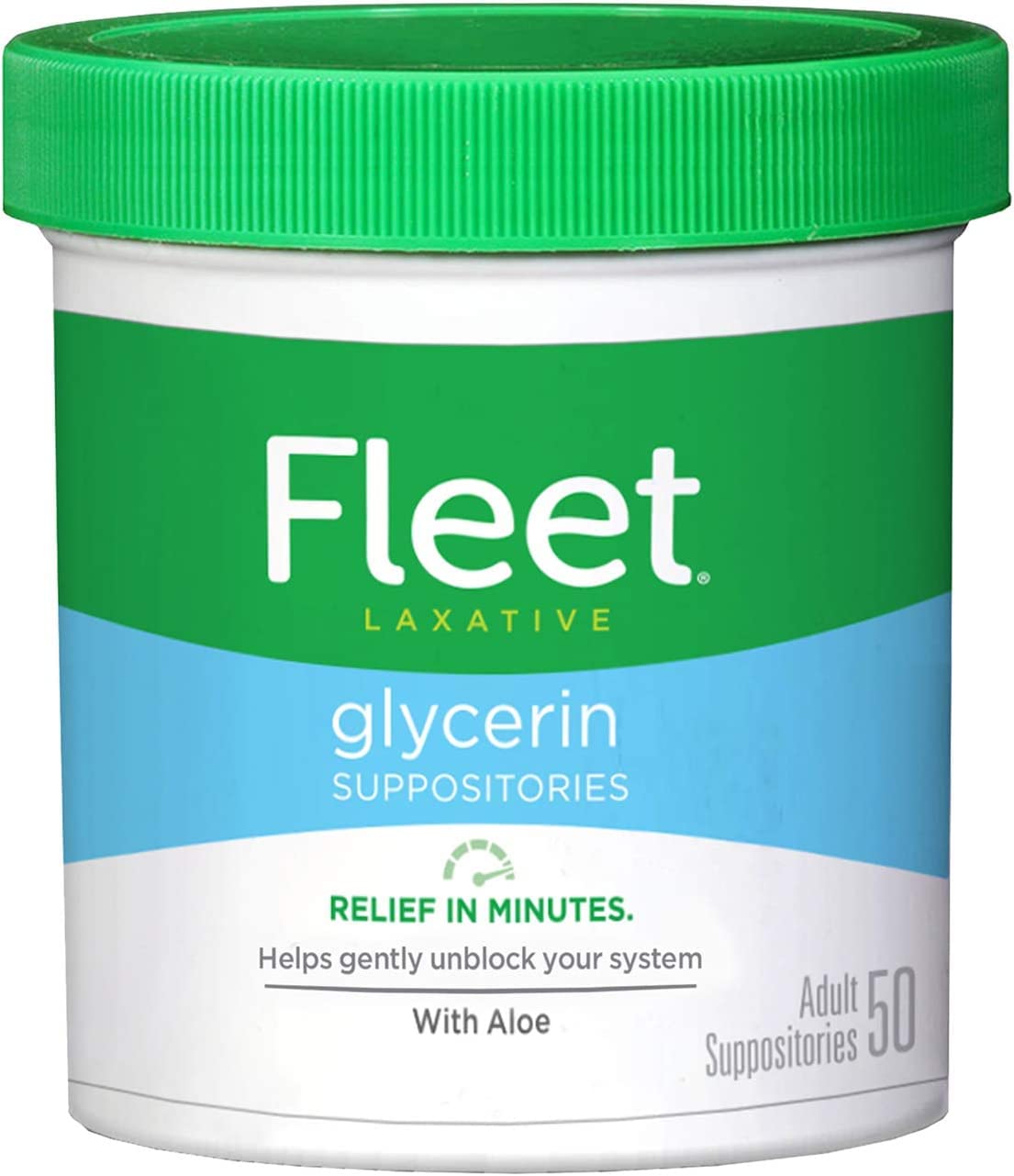 Fleet Glycerin Suppositories empaque de 50 unidades, dos paquetes para conveniencia.