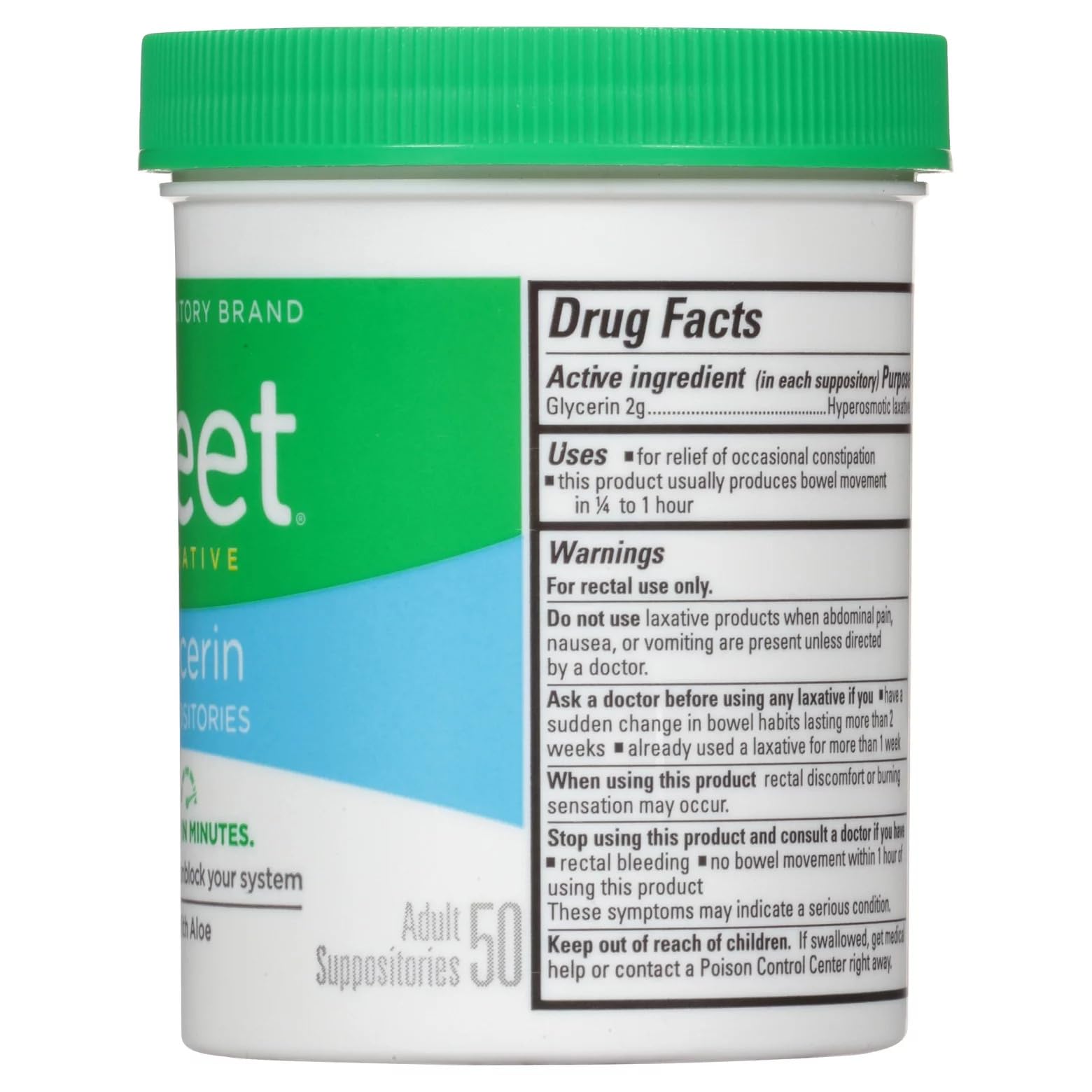 Fleet Glycerin Suppositories acción local en colon para apoyo intestinal.