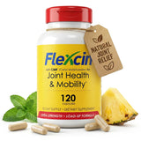 Flexcin CM8 frasco de cápsulas para soporte articular diario.