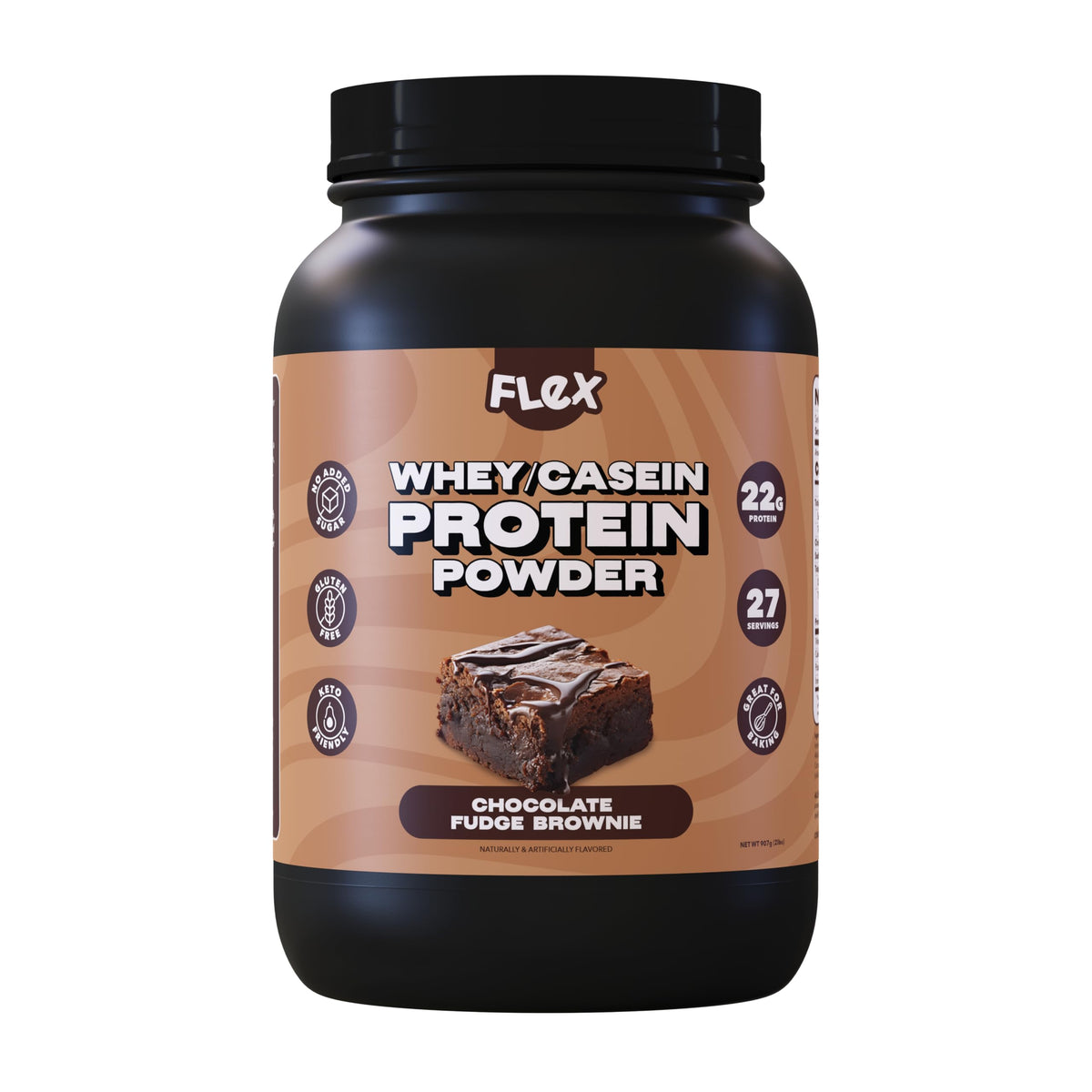 Flexible Dieting Lifestyle Whey Protein frente al envase, energía sostenida para el día