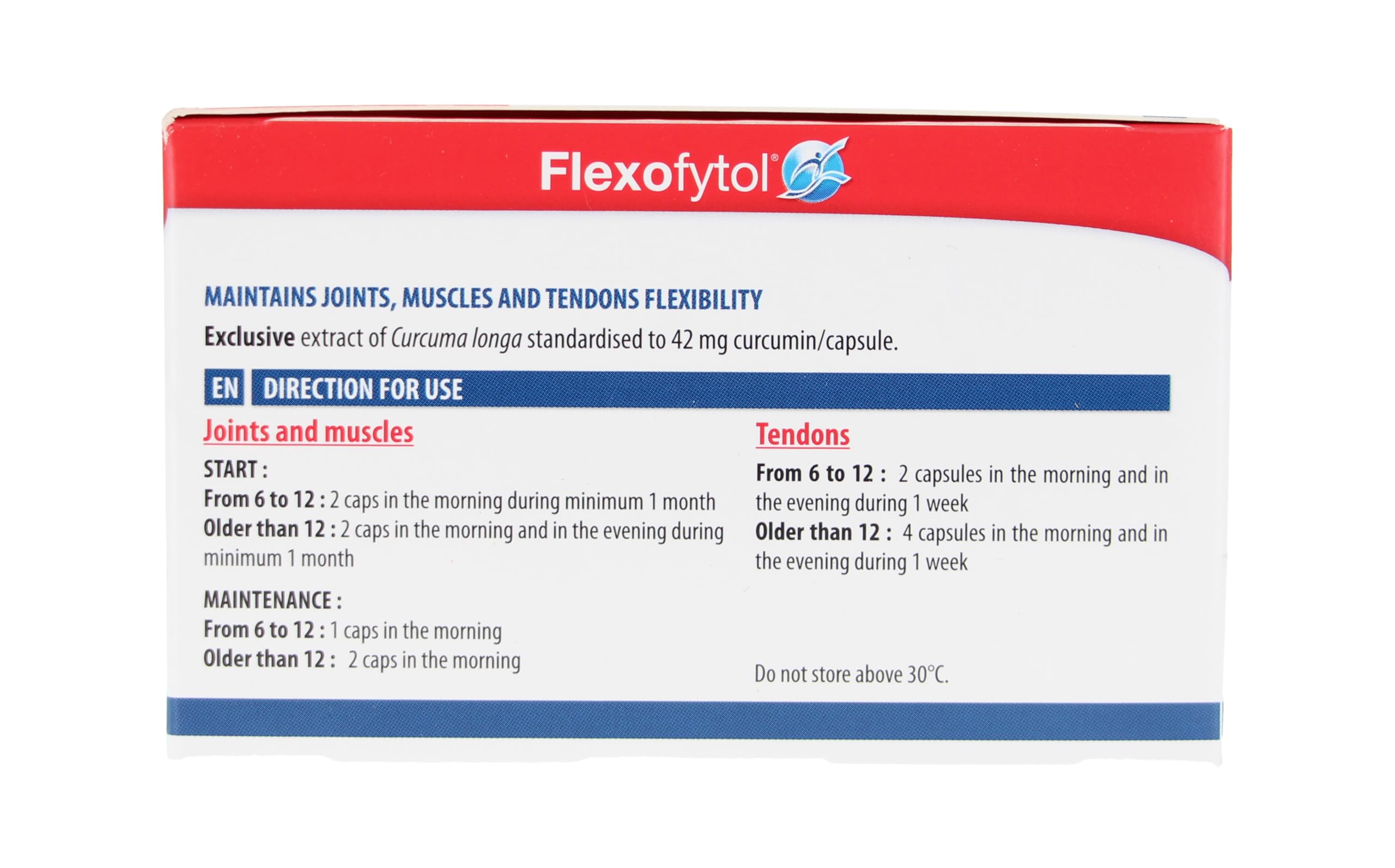 Flexofytol ingredientes curcuma 42mg: curcuminoides estandarizados para flexibilidad natural.