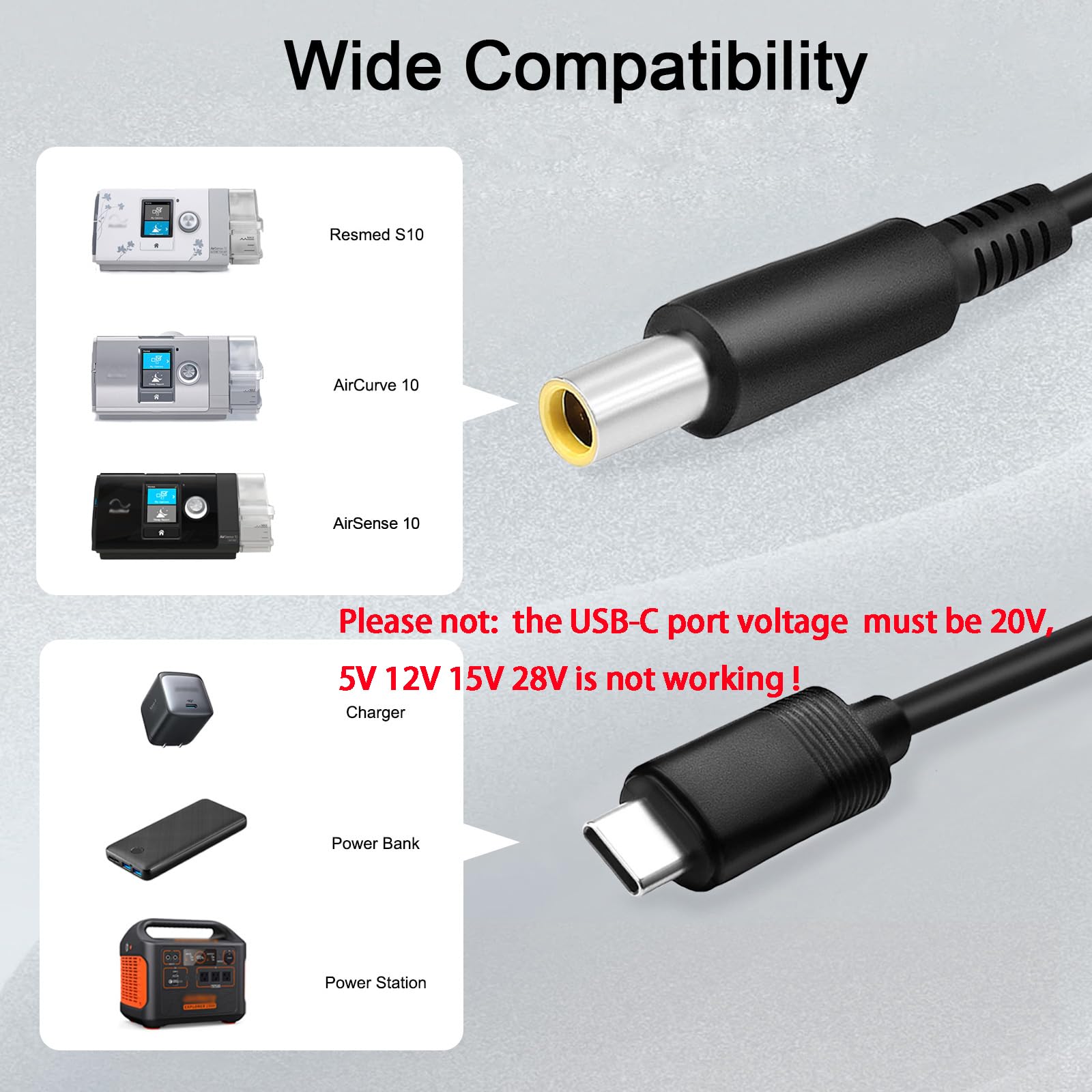 Entrada 20V-3A de FLGAN para CPAP con USB-C PD.