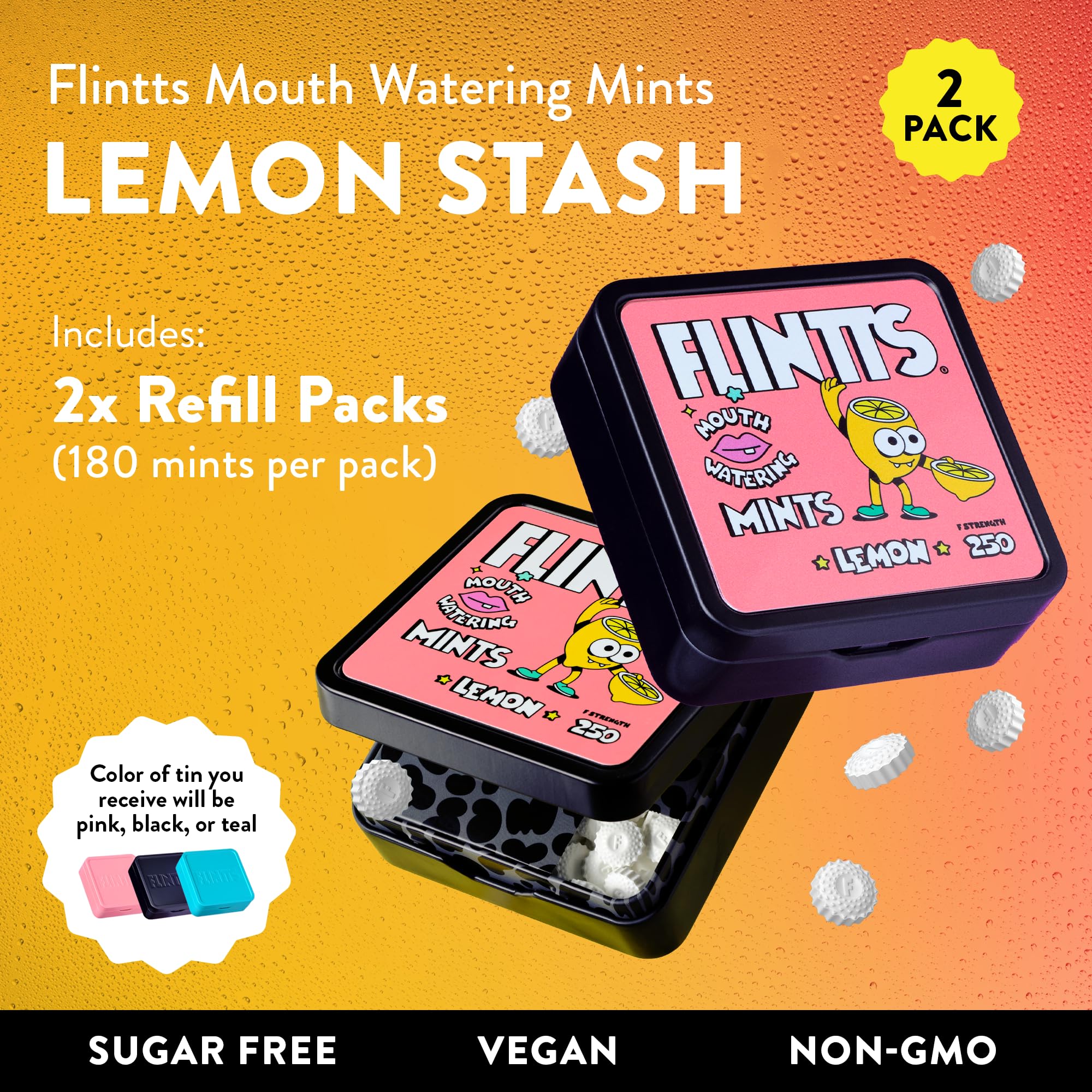 Flintts Mints Lemon Stash recambio 360 piezas para sesiones prolongadas.